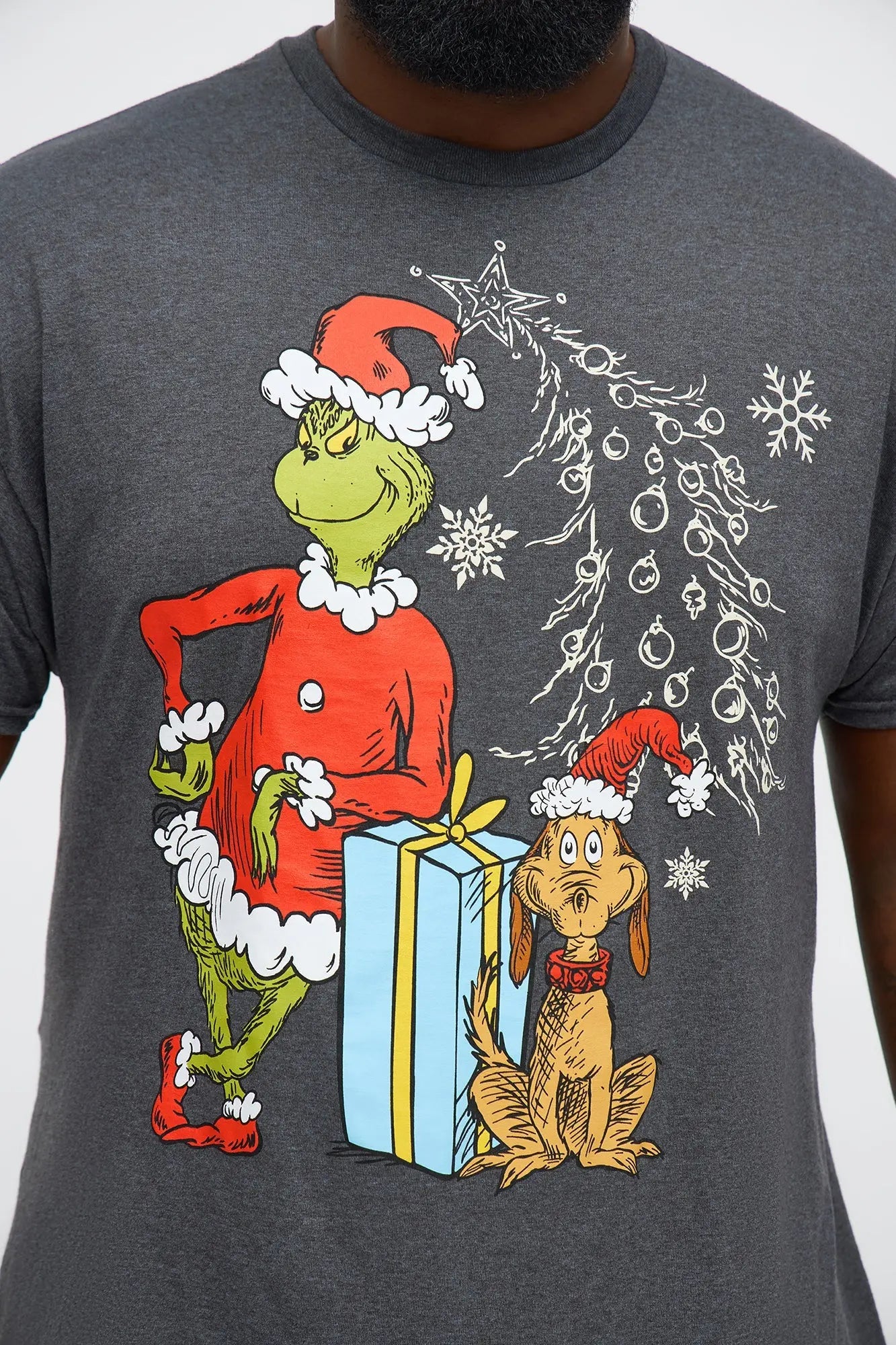How The Grinch Stole Christmas And Max The Dog Short Sleeve Tee - Charcoal