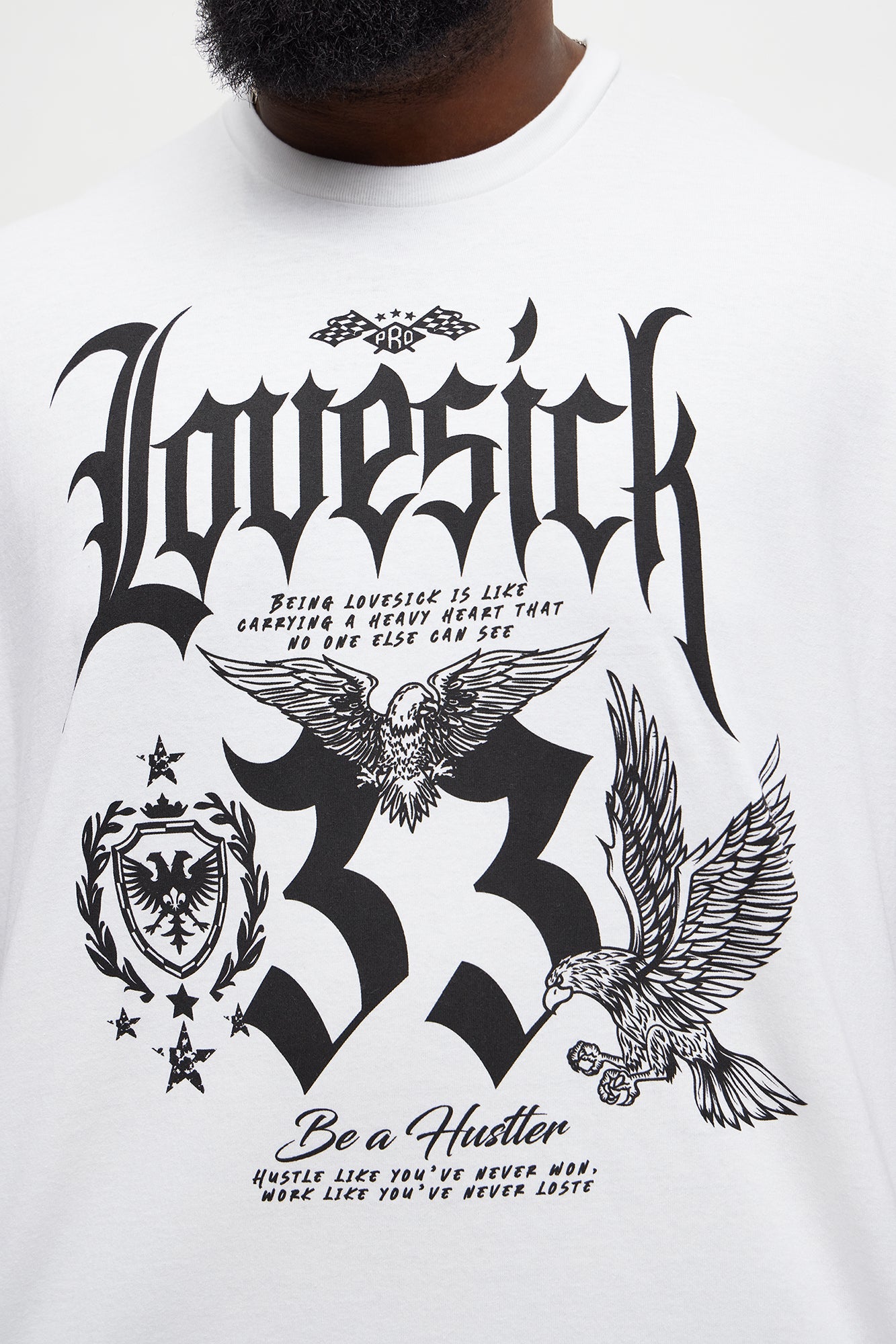 Lovesick Hustler Oversized Short Sleeve Tee - White