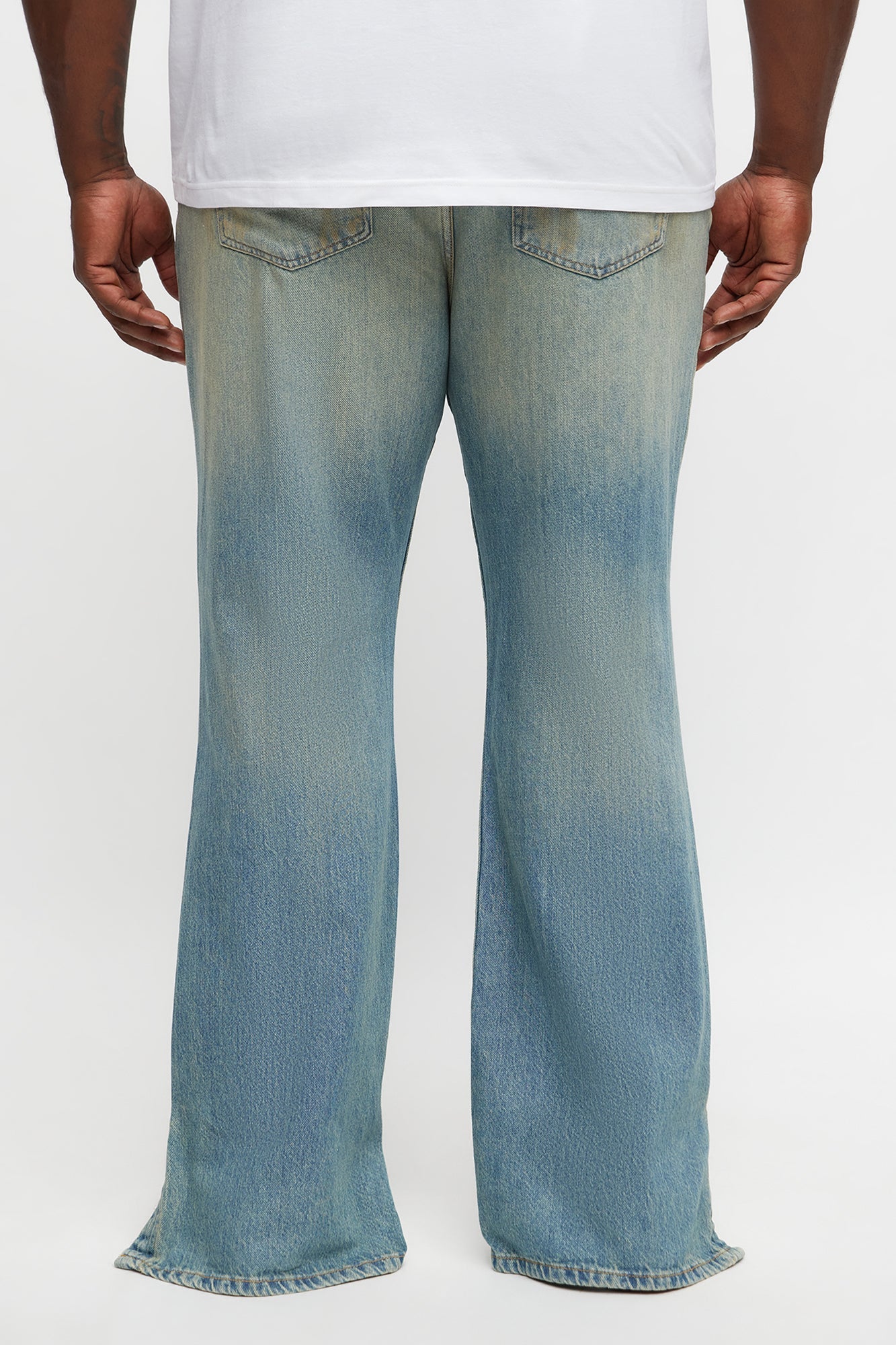 Stacked Slim Flare Stare Slit Jean - Vintage Blue Wash