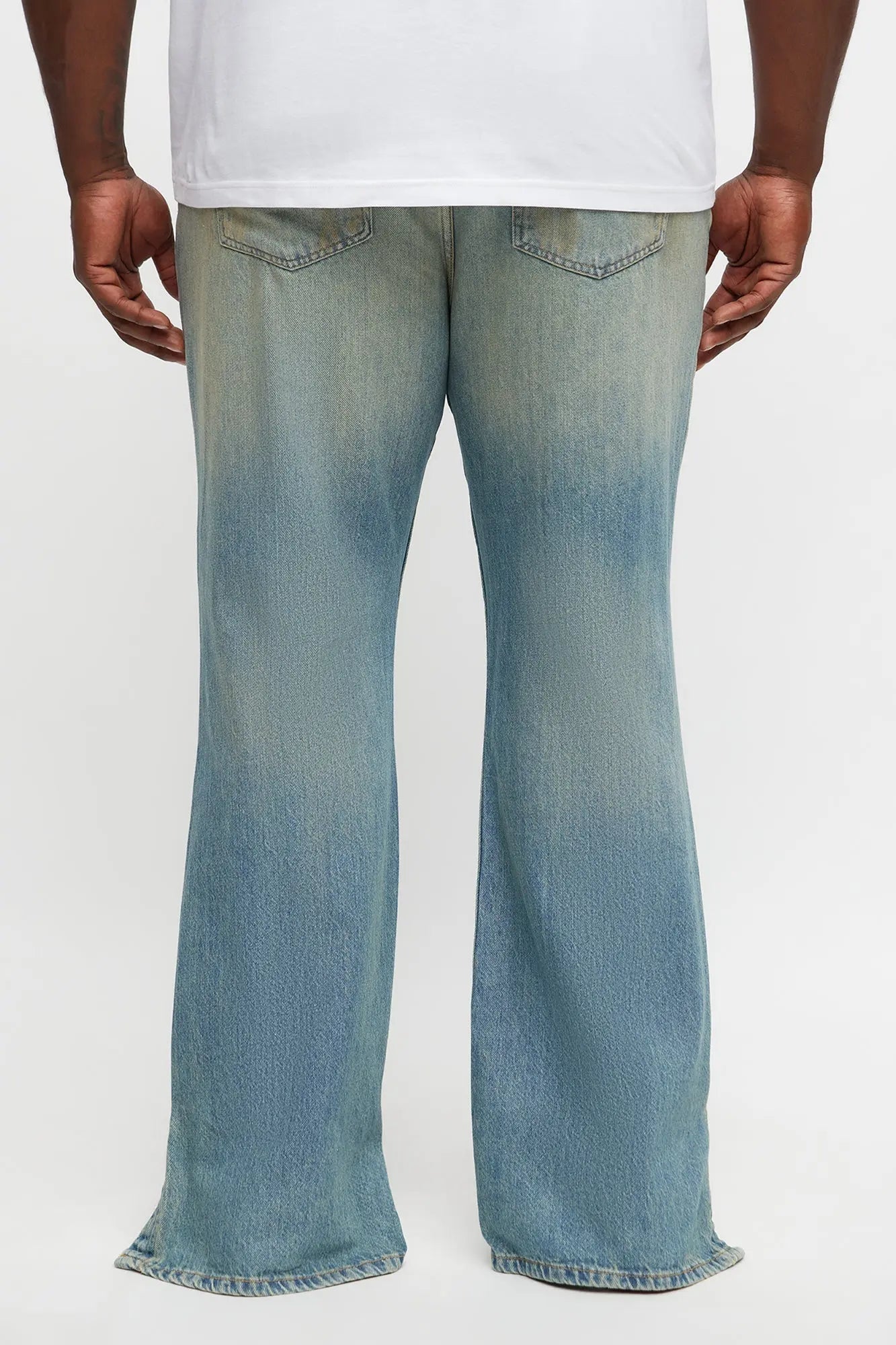 Stacked Slim Flare Stare Slit Jean - Vintage Blue Wash