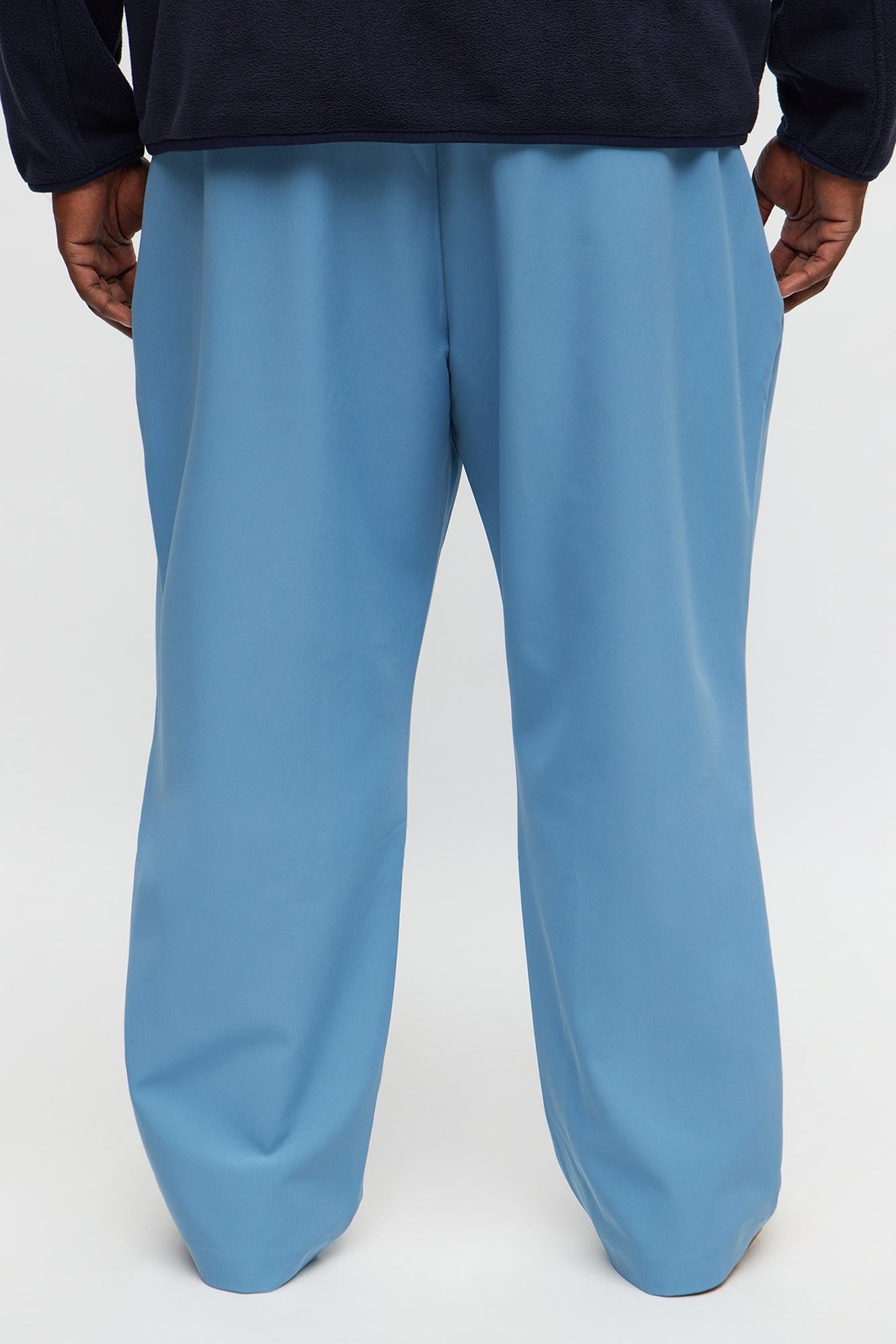 Straight Riven Elastic Waist Tech Pant - Blue