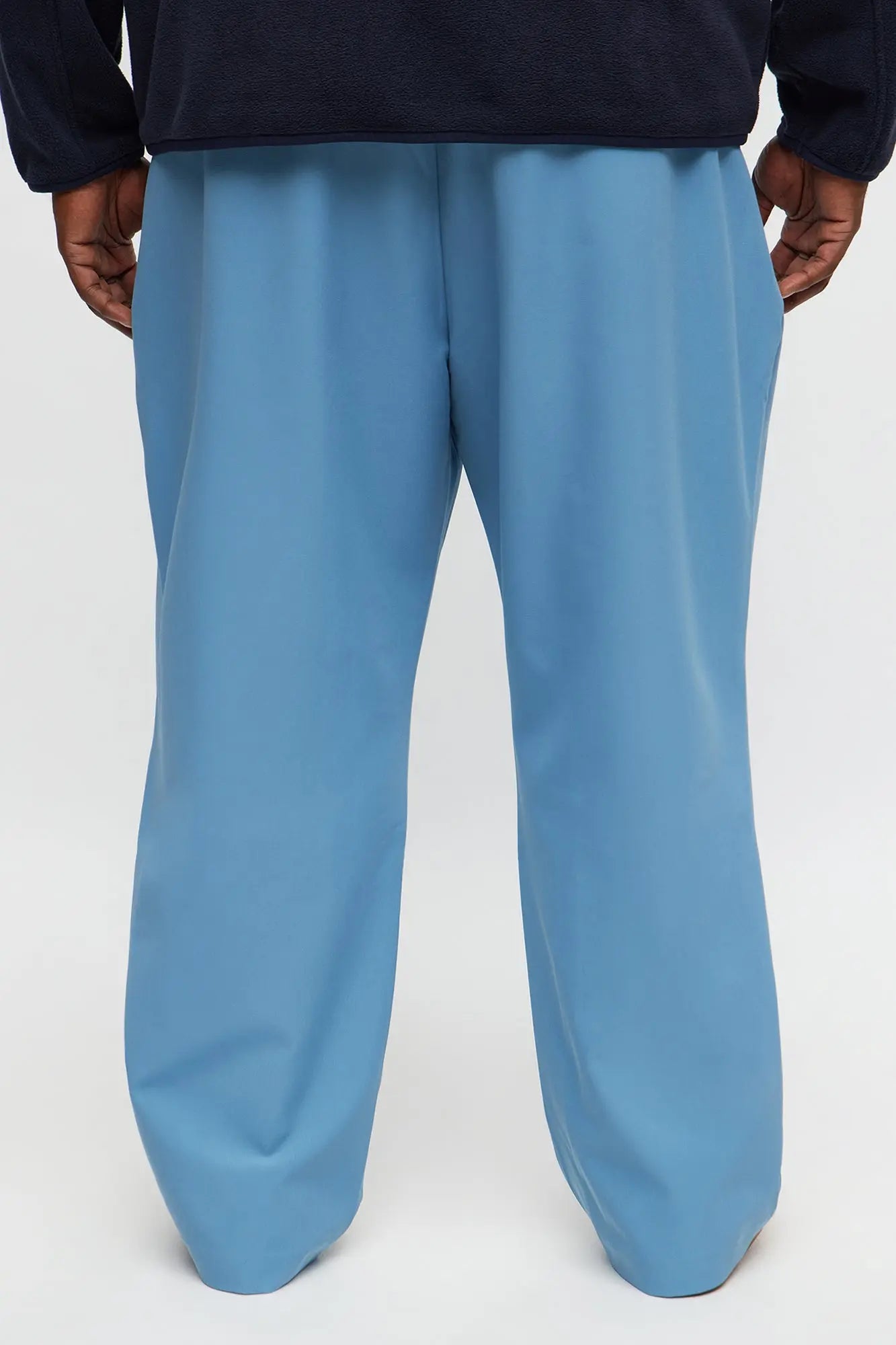 Straight Riven Elastic Waist Tech Pant - Blue