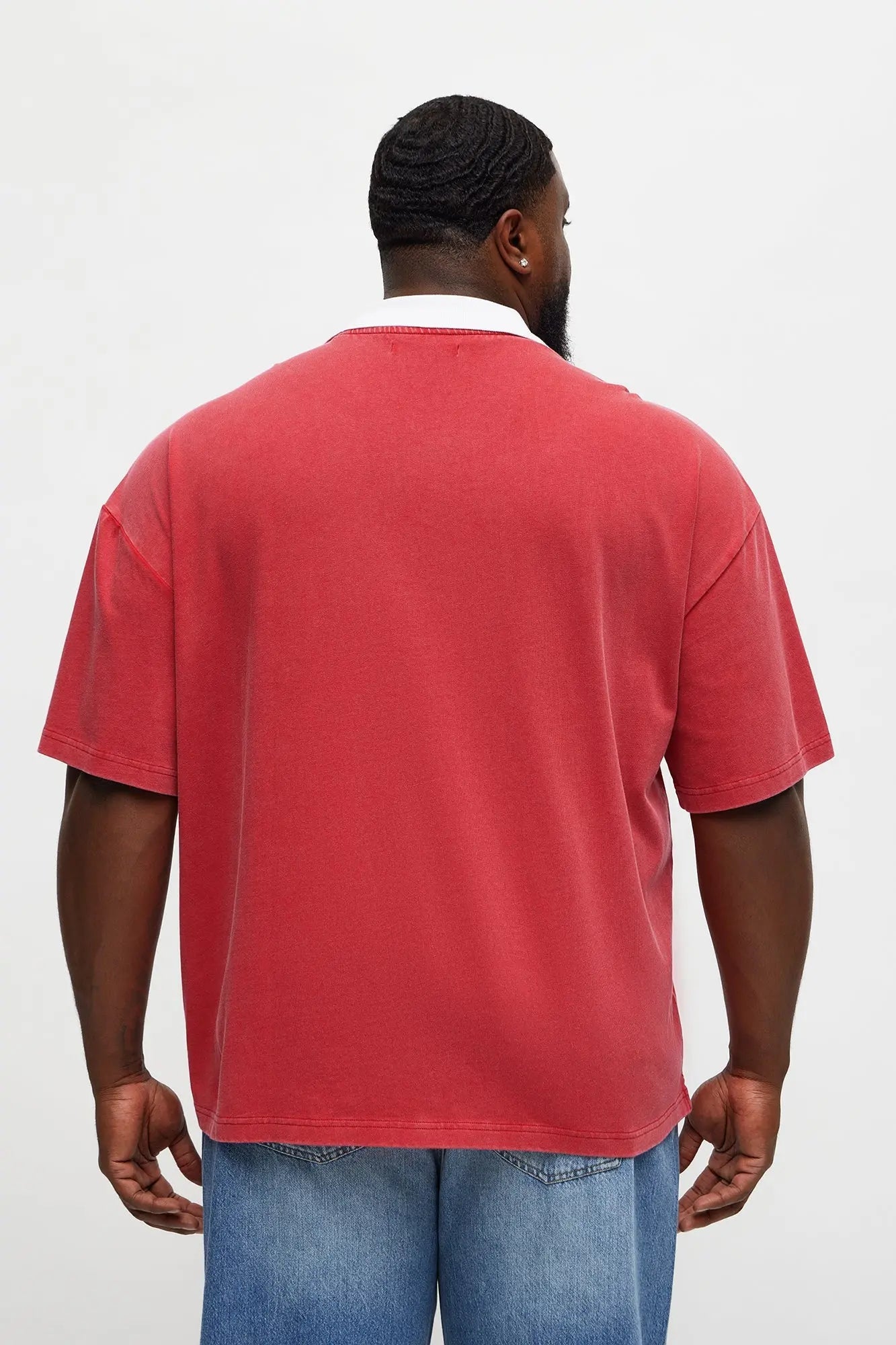 Relaxed Saints Distressed Short Sleeve Polo - Red/combo
