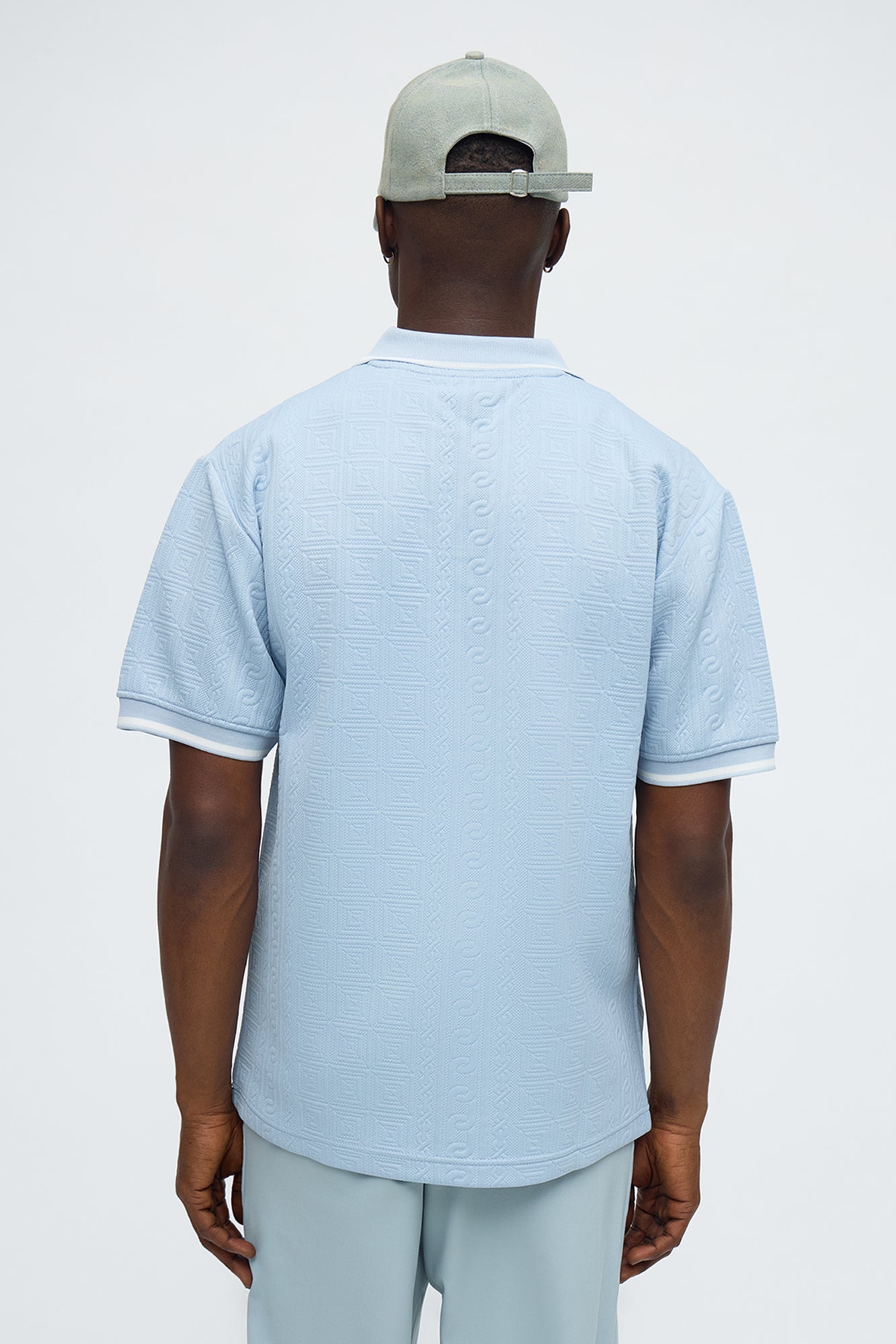 Versailles Grid Polo - Light Blue