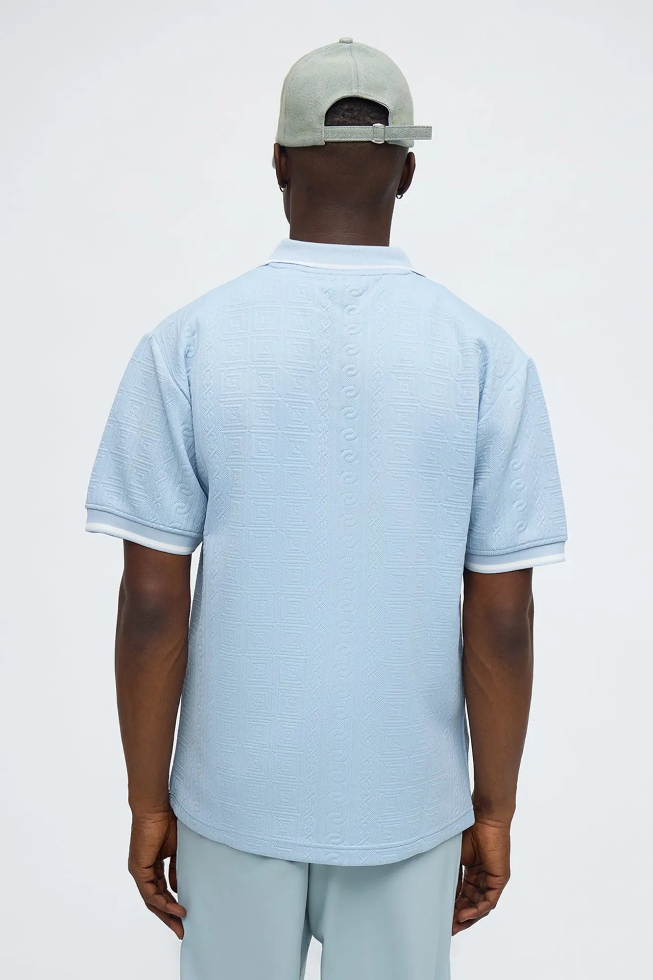 Versailles Grid Polo - Light Blue
