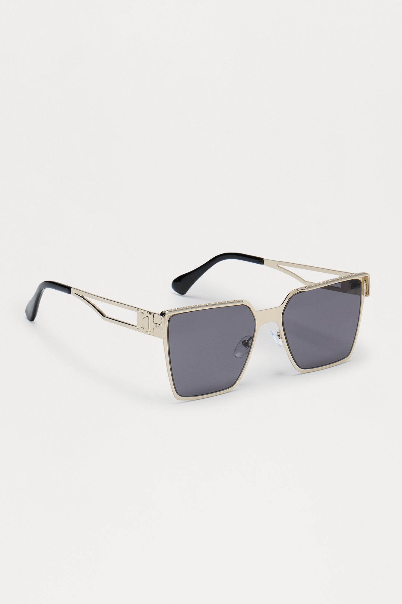 Artist Colored Lens Square Metal Sunglasses - Silver