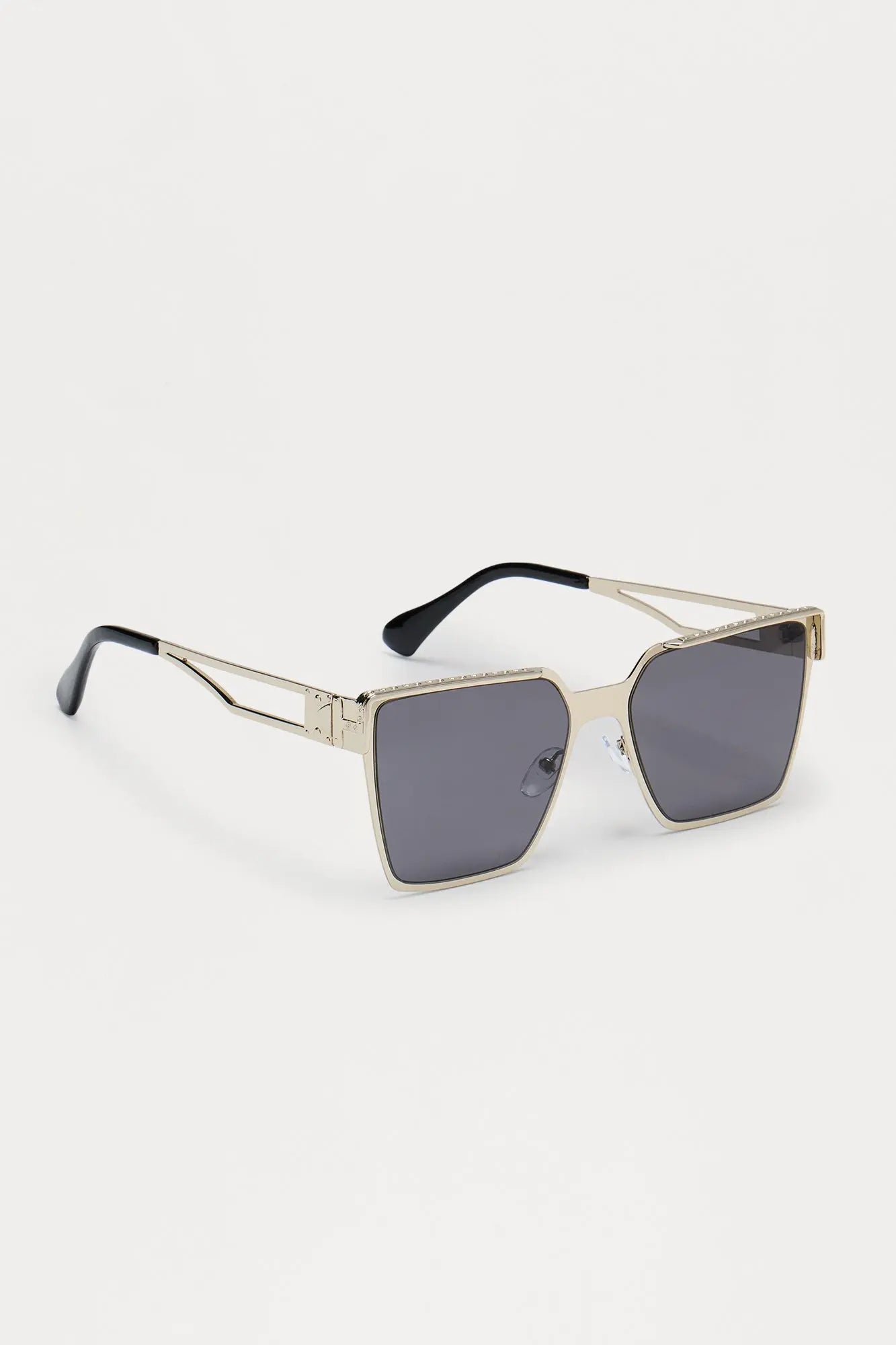 Artist Colored Lens Square Metal Sunglasses - Silver