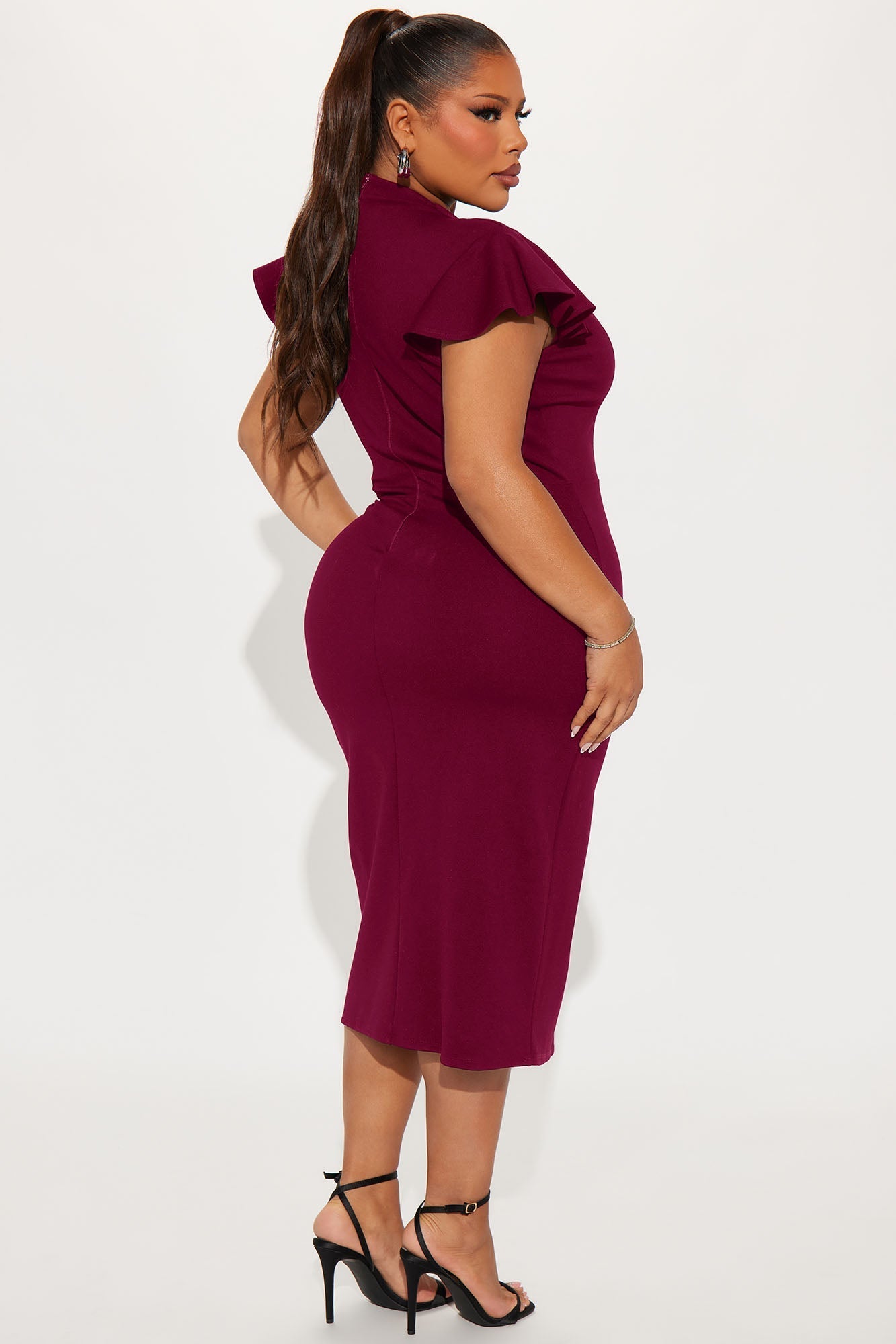 Business Babe Ponte Midi Dress - Wine