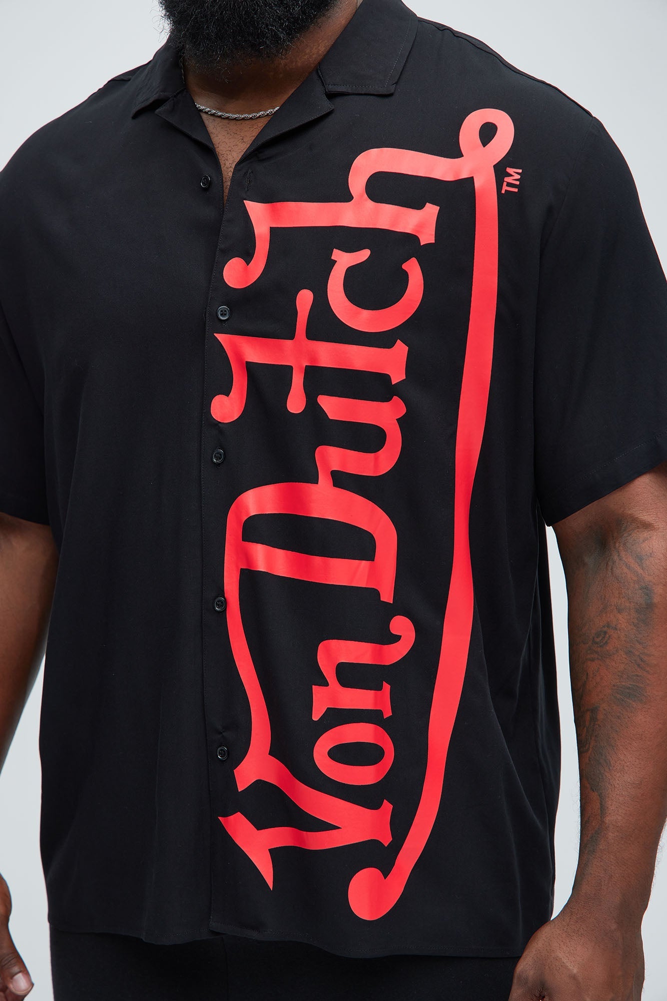 Von Dutch Oversized Red Font Shirt - Black