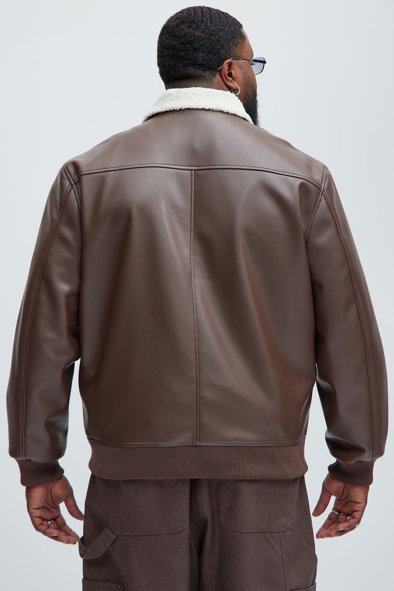 Baldwin Faux Sherpa Leather Jacket - Brown