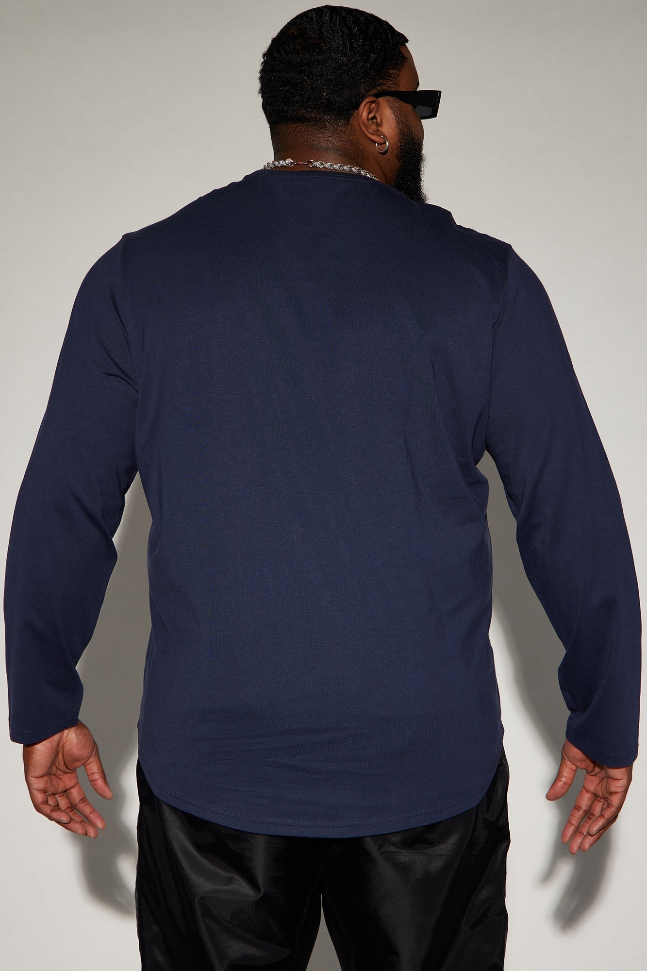Essential Long Sleeve Scallop Tee - Navy