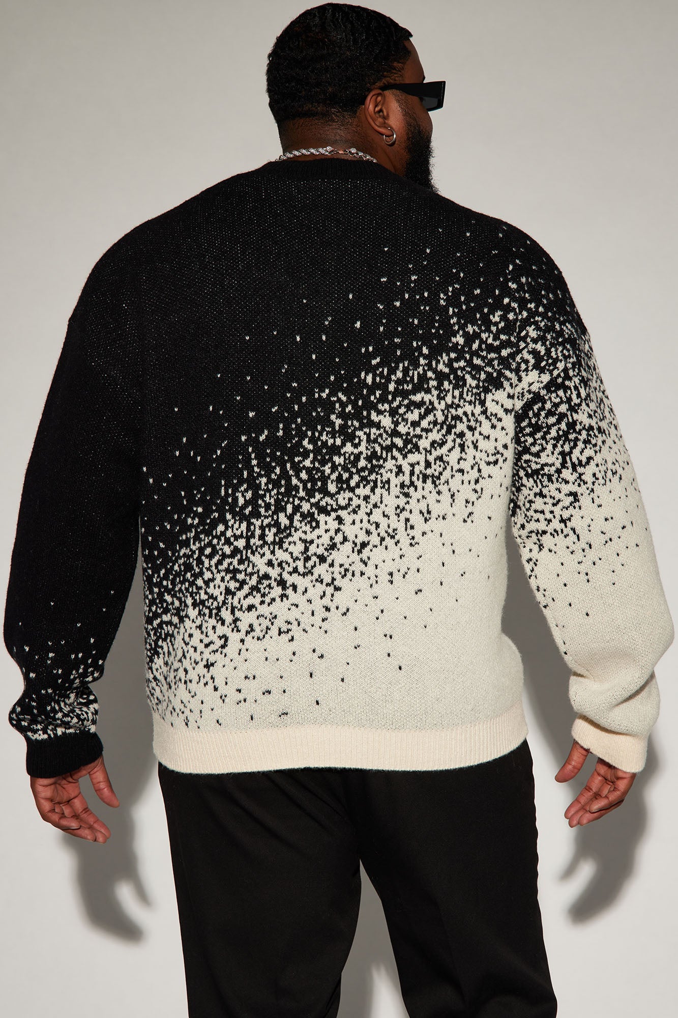 Relaxed Fit Two Tone Crewneck Sweater - Black/combo