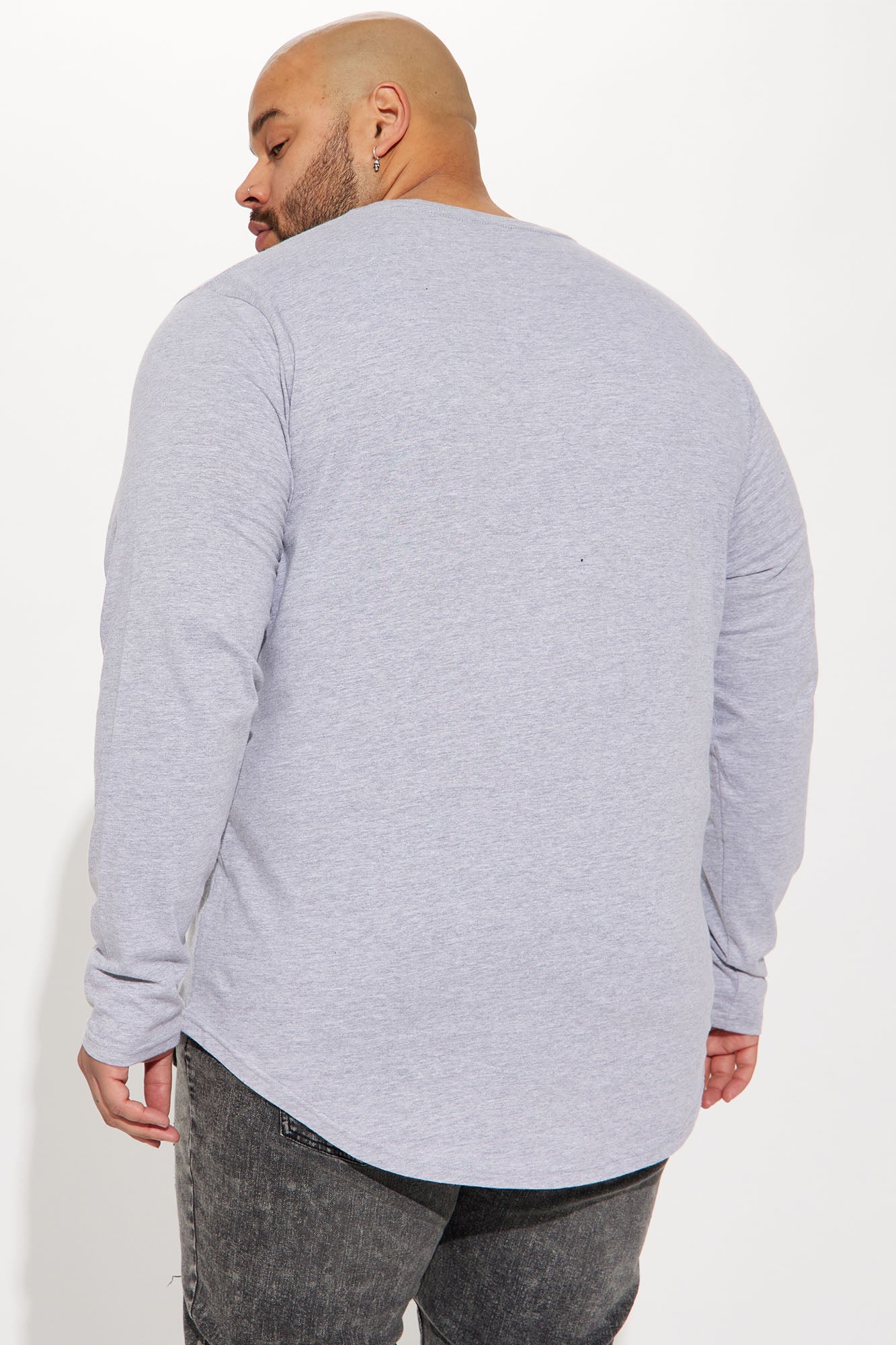 Essential Long Sleeve Scallop Tee - Grey