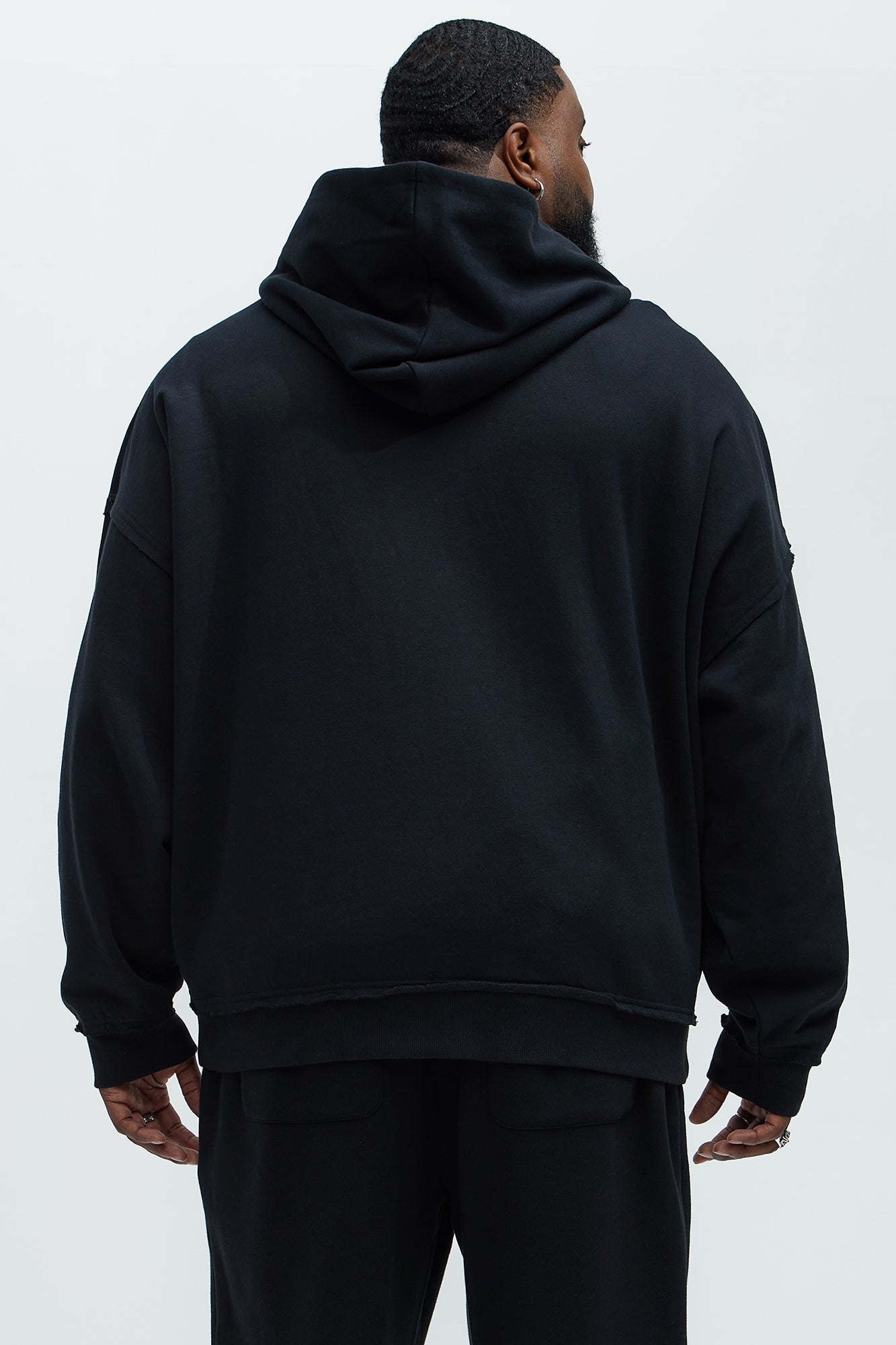 Tyson Bling Oversized Zip Hoodie - Black