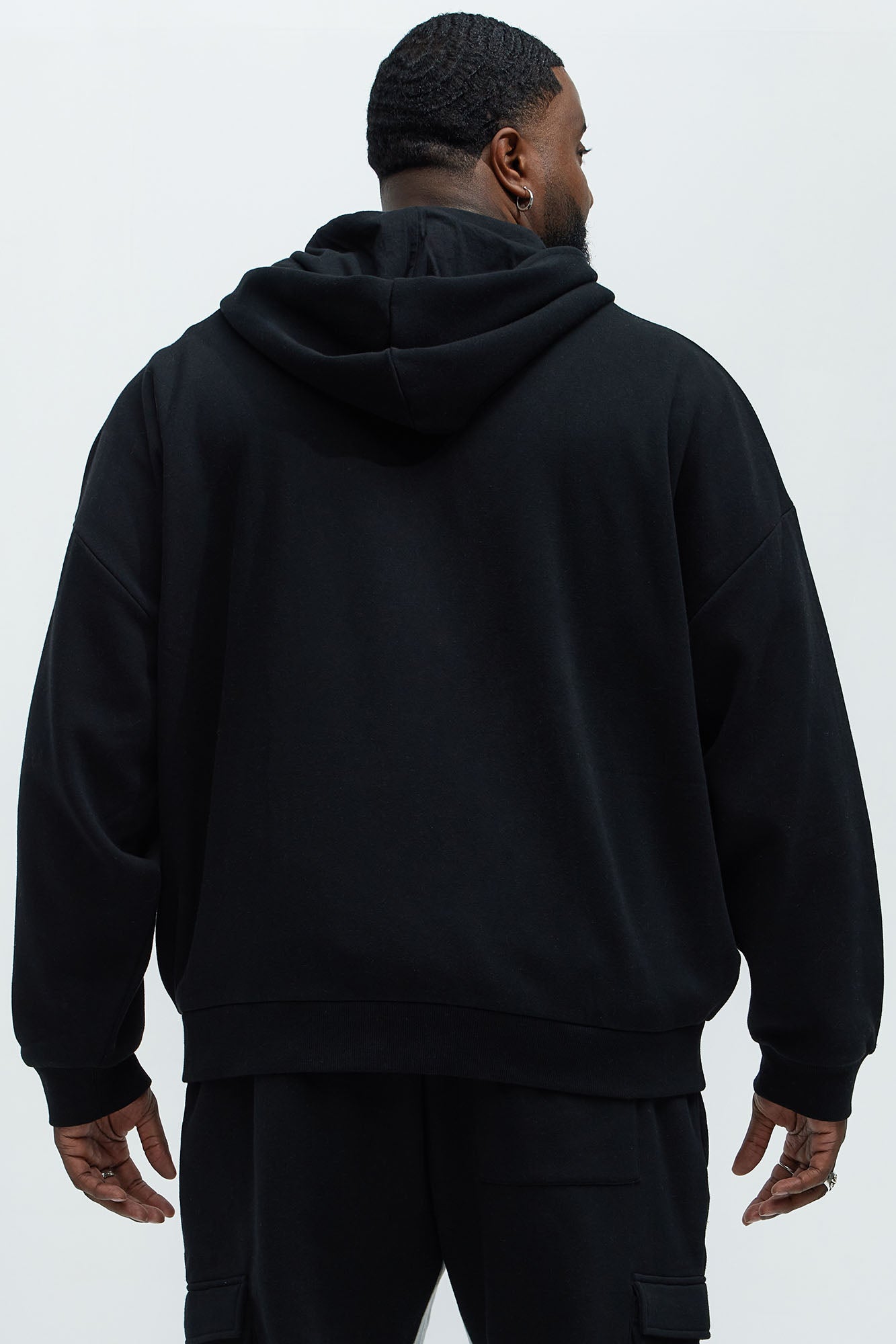 Tyson Stash Oversized Zip Up Hoodie - Black