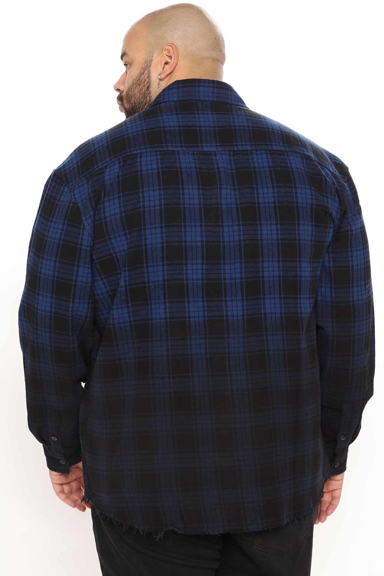 Sunset Dip Dye Flannel Shirt - Blue/Black