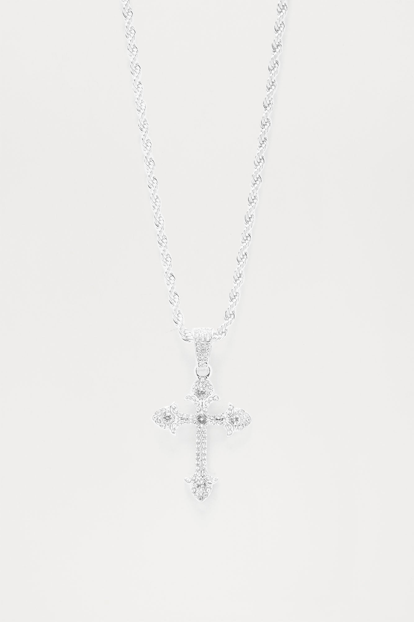 Stark Iced Out Cross Pendant - Silver