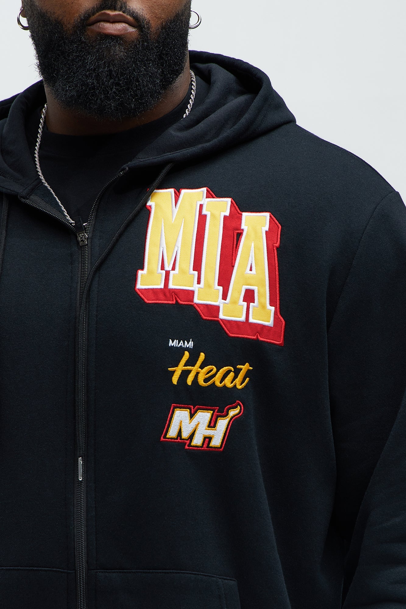 Heat Bold Zip Up Hoodie - Black