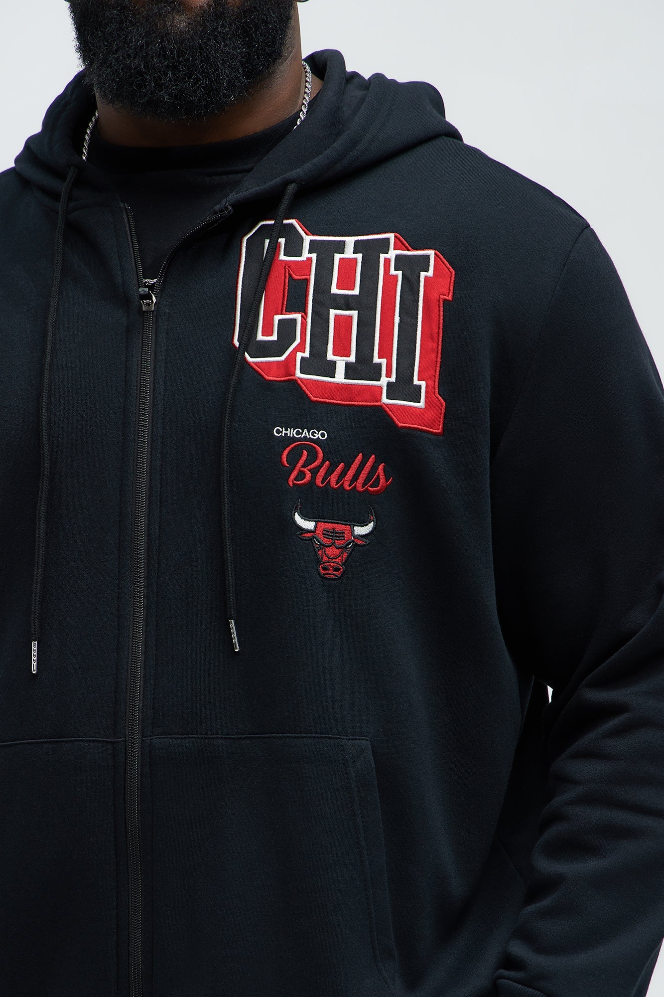 Bulls Bold Zip Up Hoodie - Black