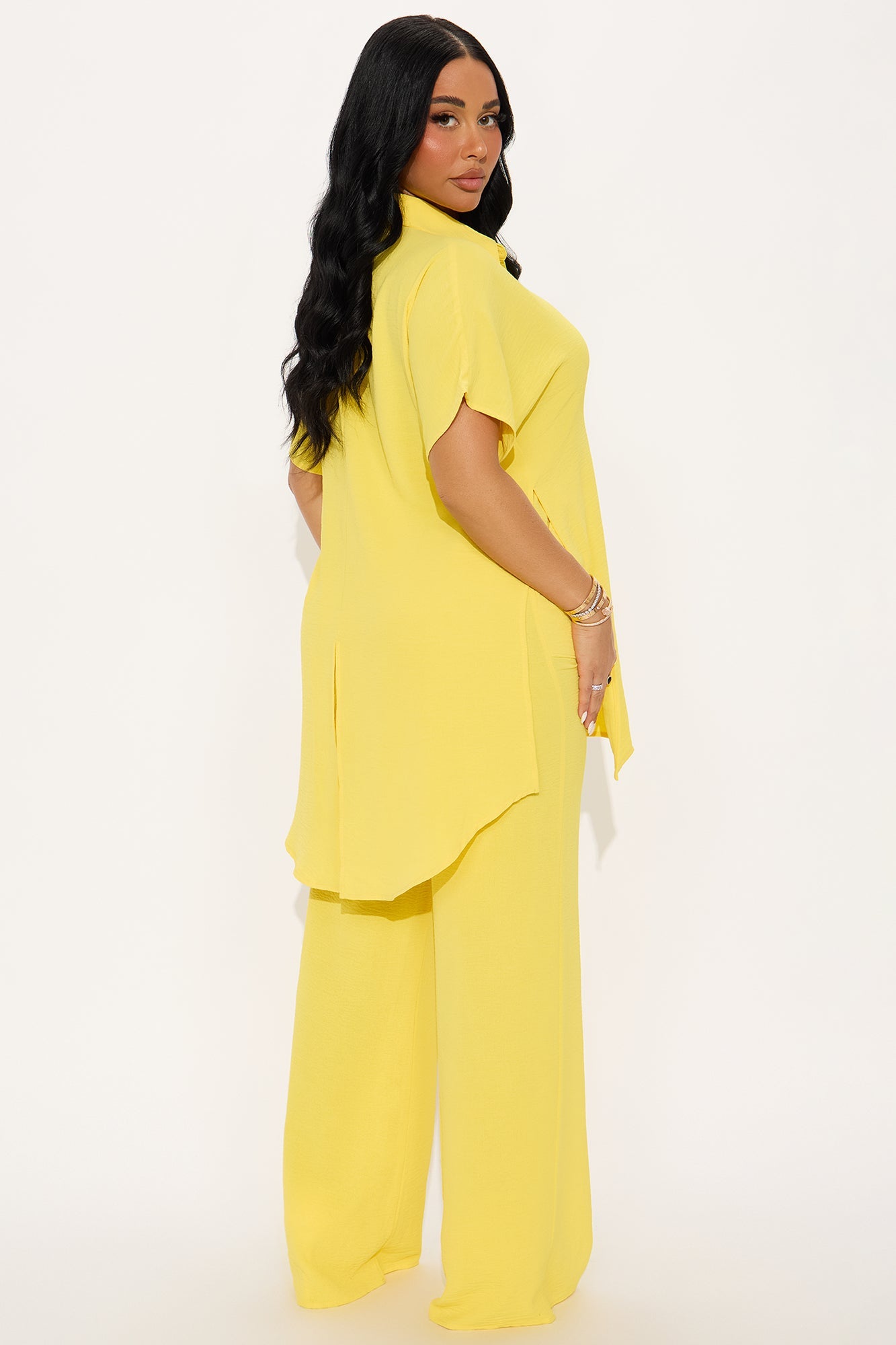 Mikayla Wide Leg Pant Set - Yellow