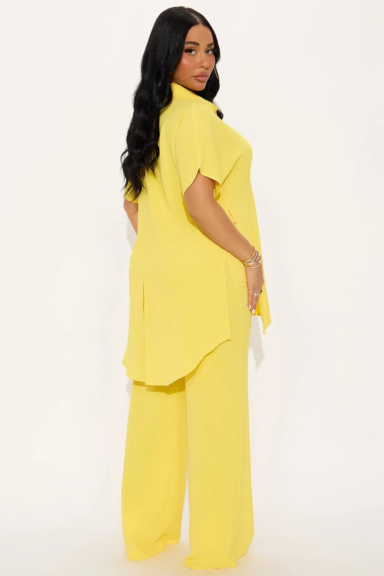 Mikayla Wide Leg Pant Set - Yellow