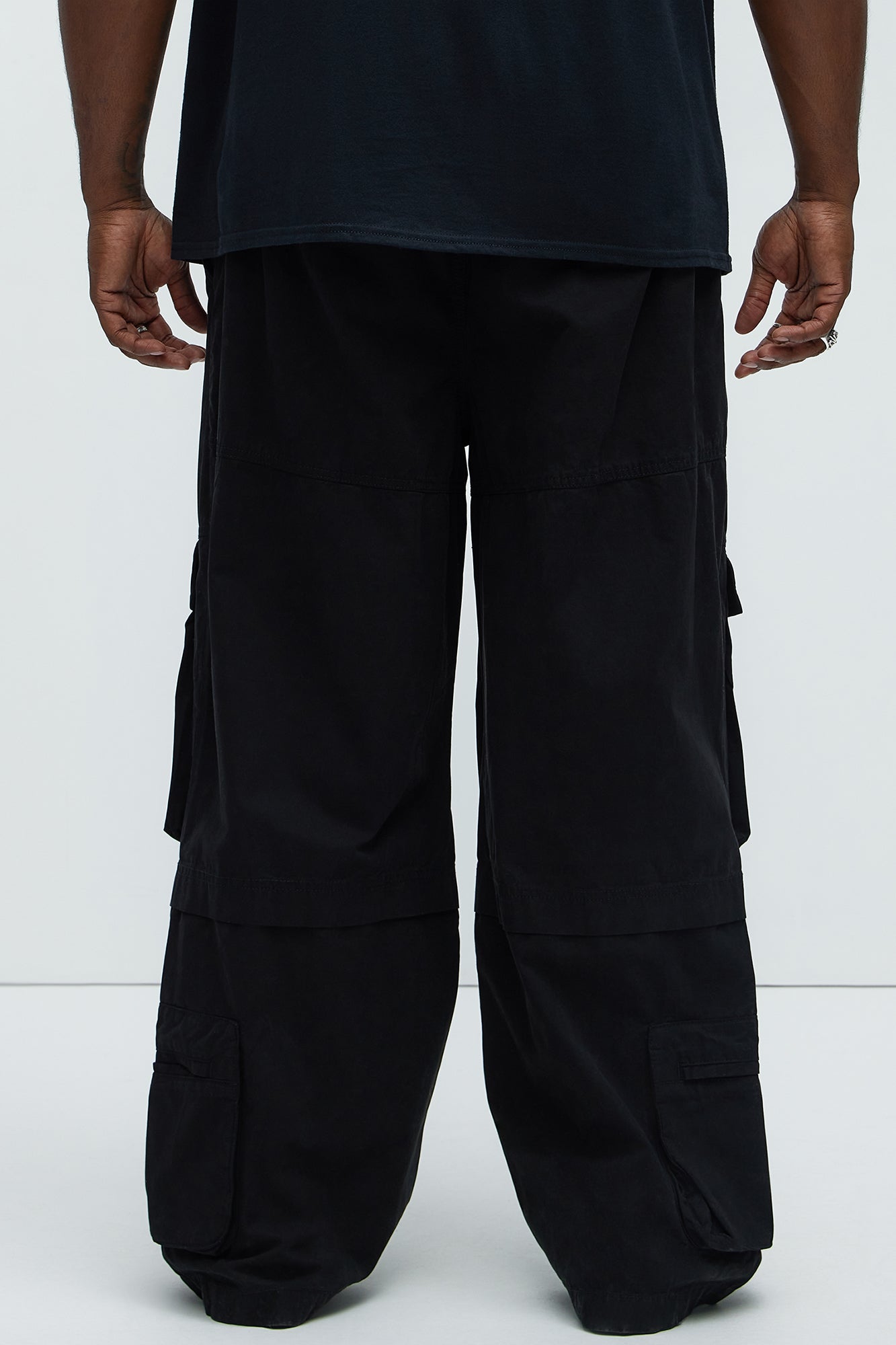 Rylan Wide Leg Cargo Pants - Black