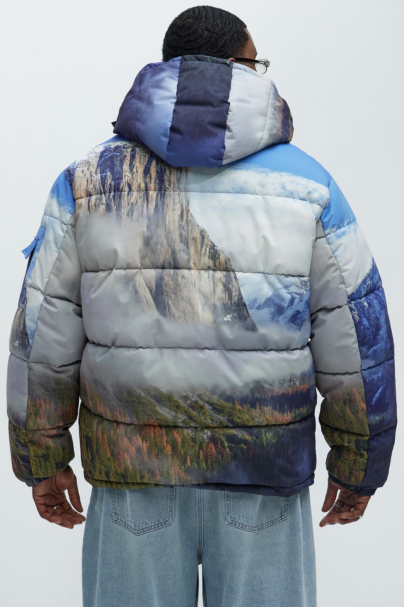 Big Sky Hooded Puffer Jacket - Blue/combo