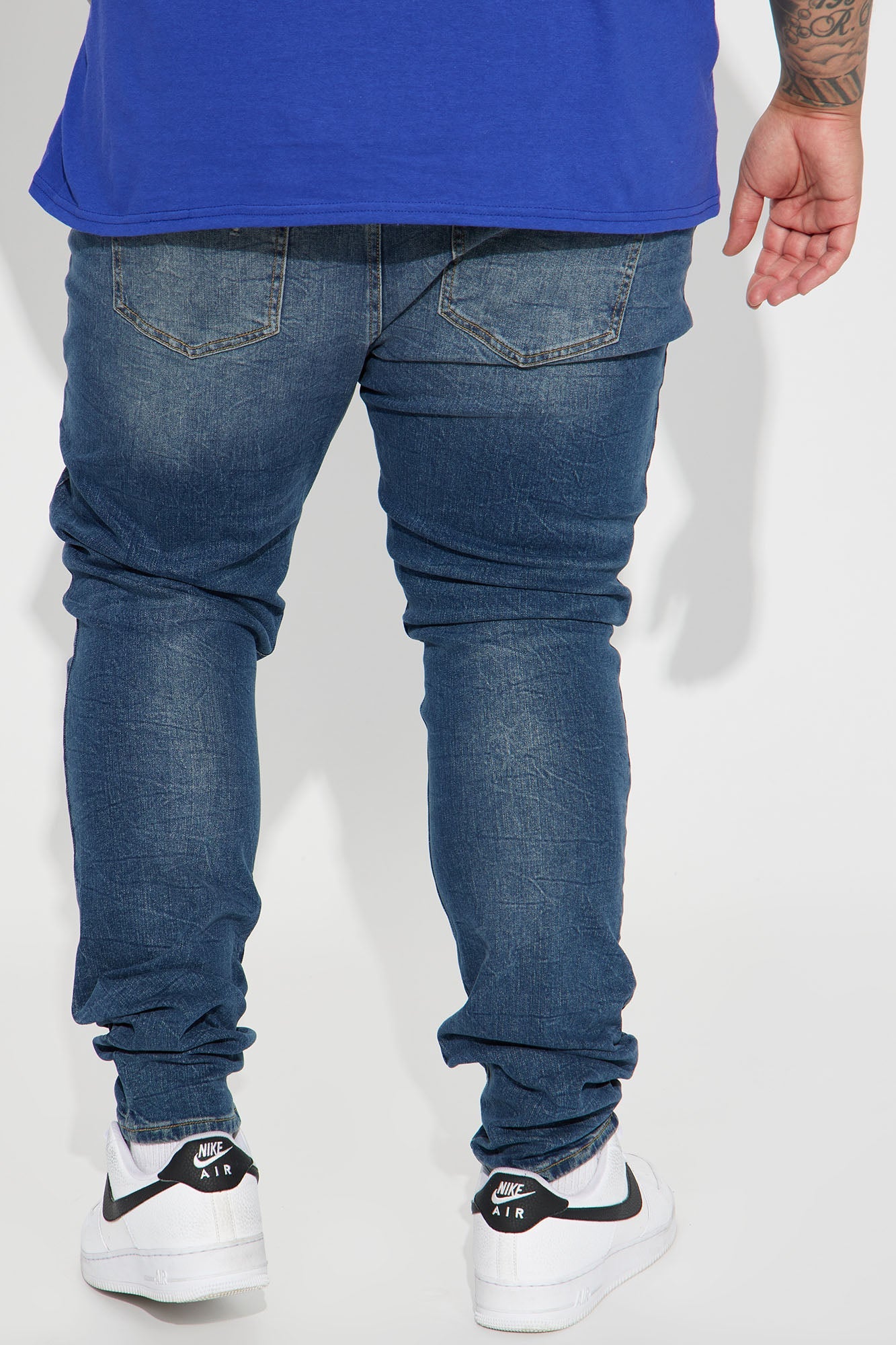 Primary Distressed Stacked Skinny Jeans - Dark Wash
