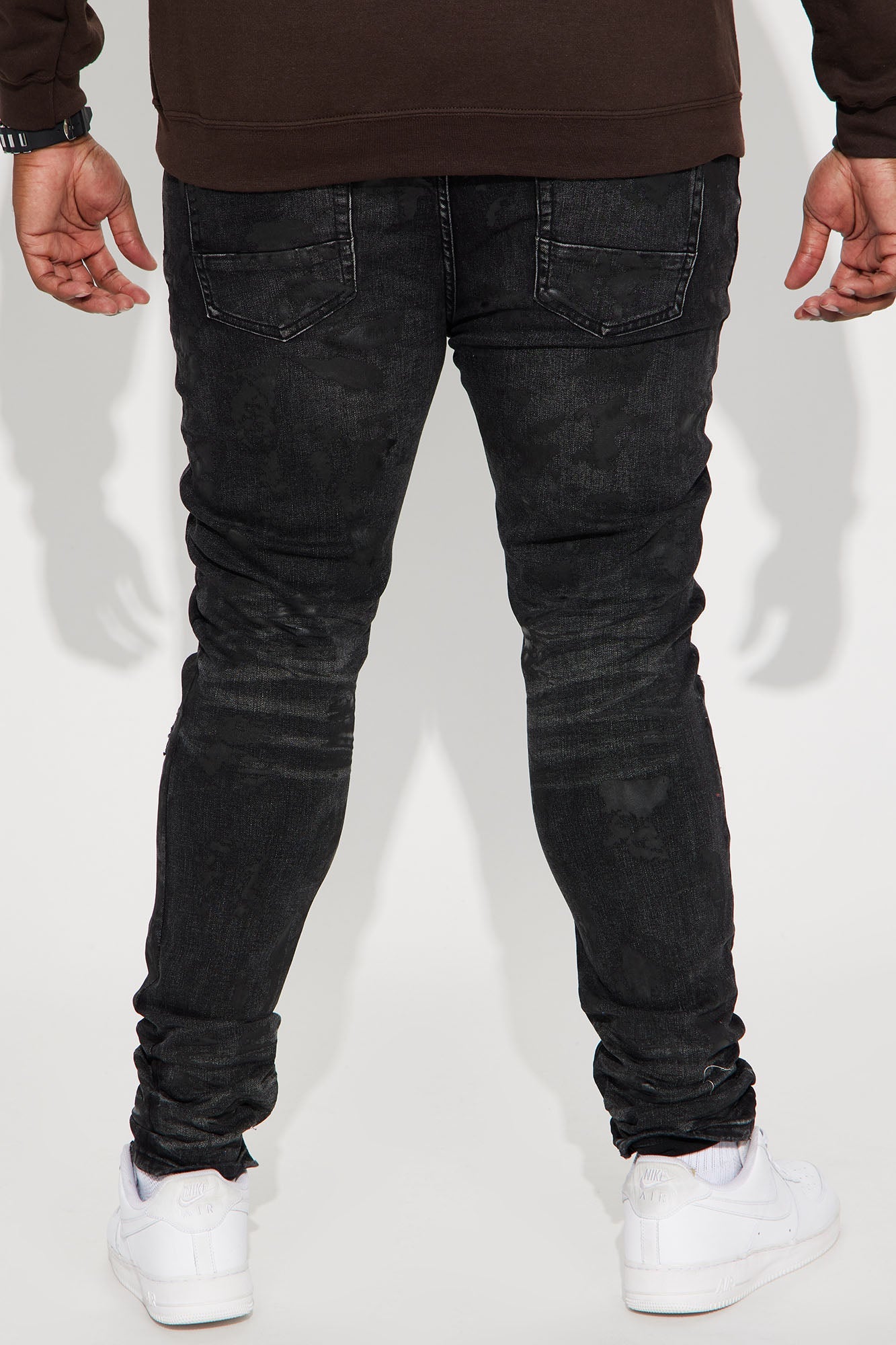 Ask About Me Stacked Skinny Jeans - Black
