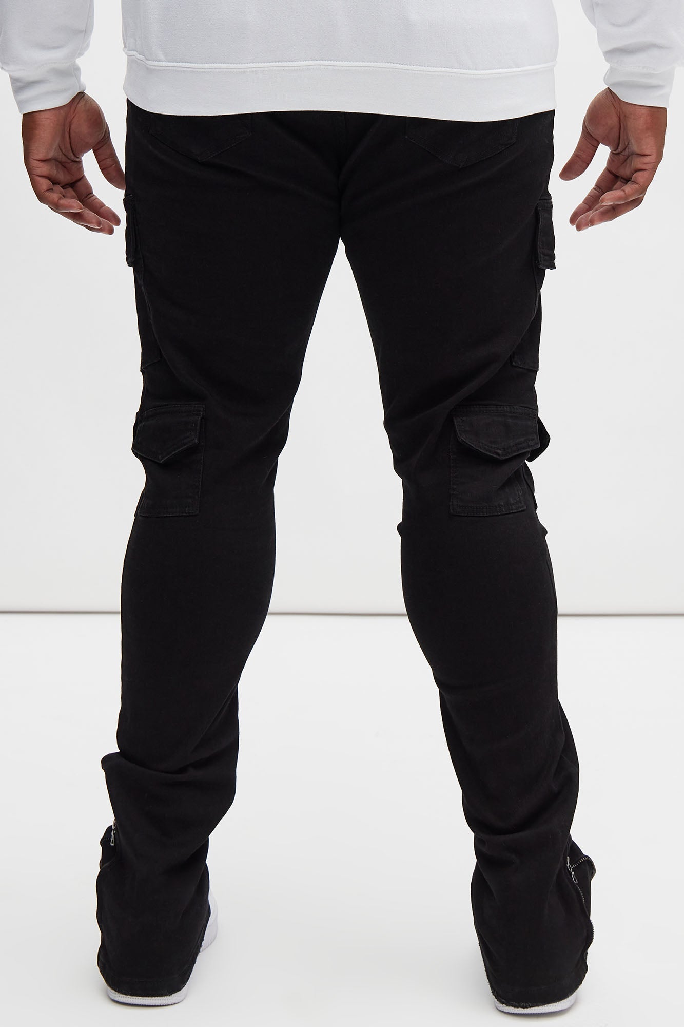 Convertible Stacked Skinny Flare Jeans - Black