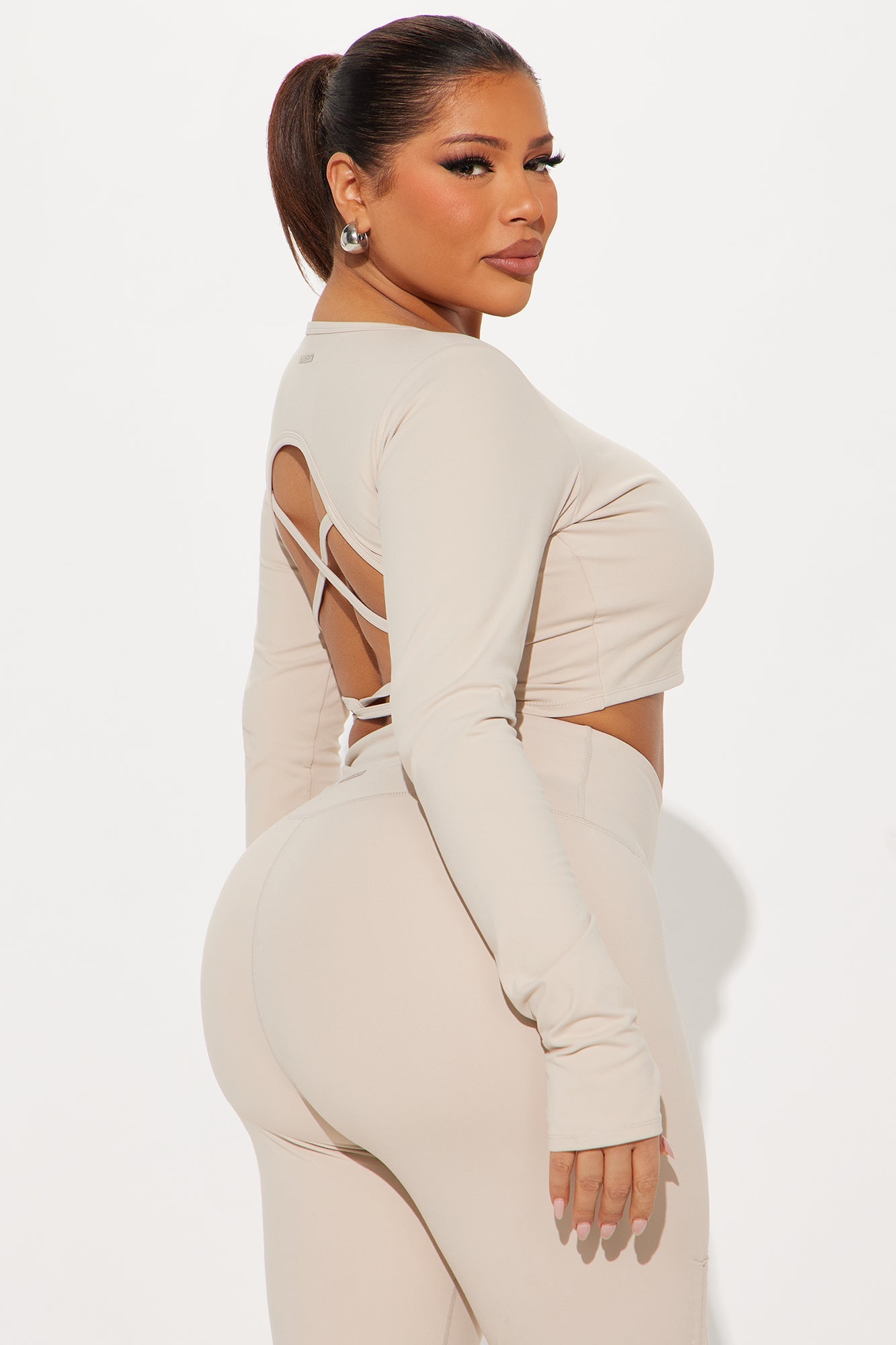 Across Your Core Super Soft Active Top - Light Taupe