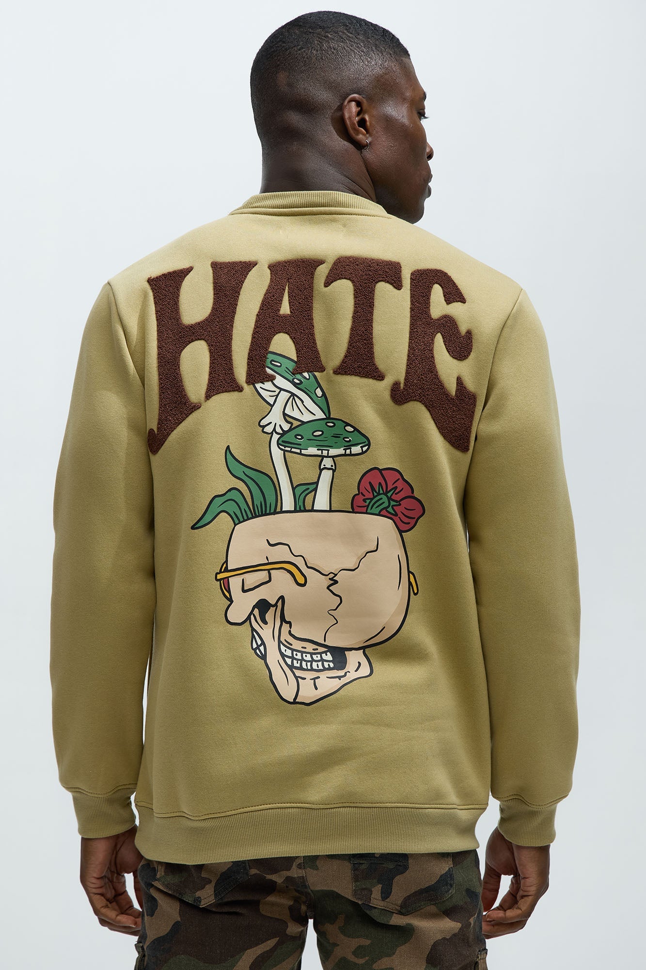 Love/Hate Crewneck Sweatshirt - Khaki