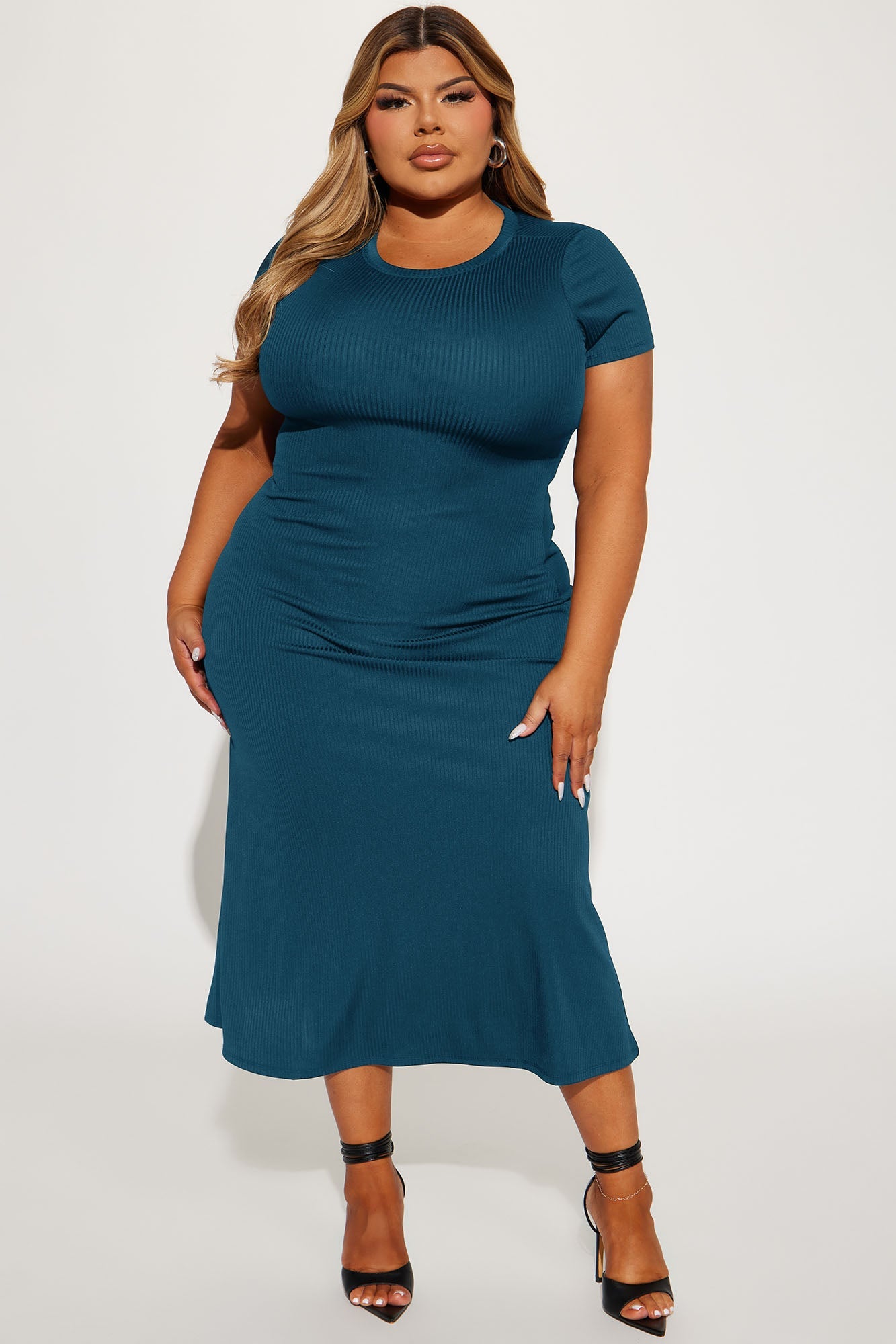 Madison Ribbed Mini Dress - Teal