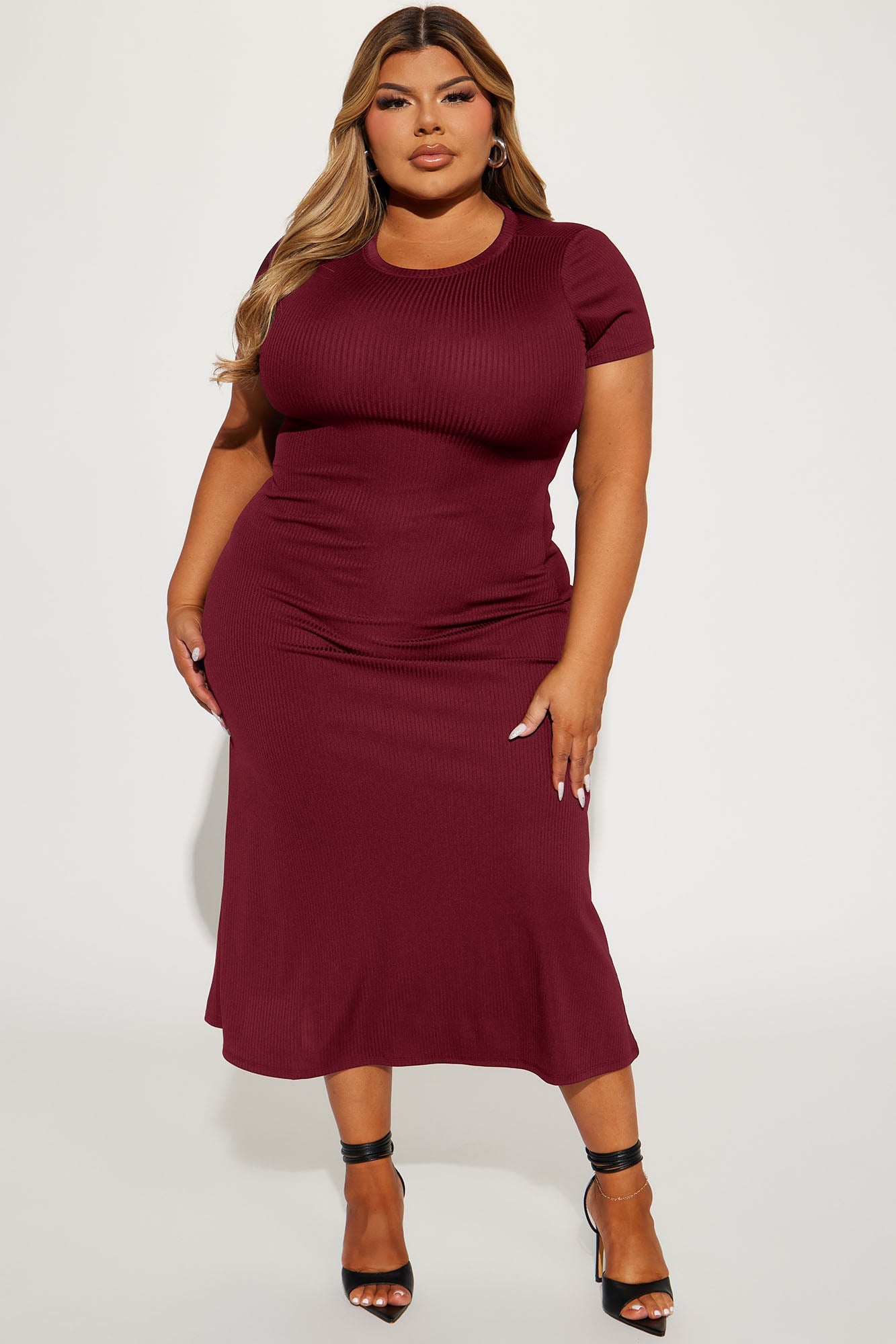 Madison Ribbed Mini Dress - Wine