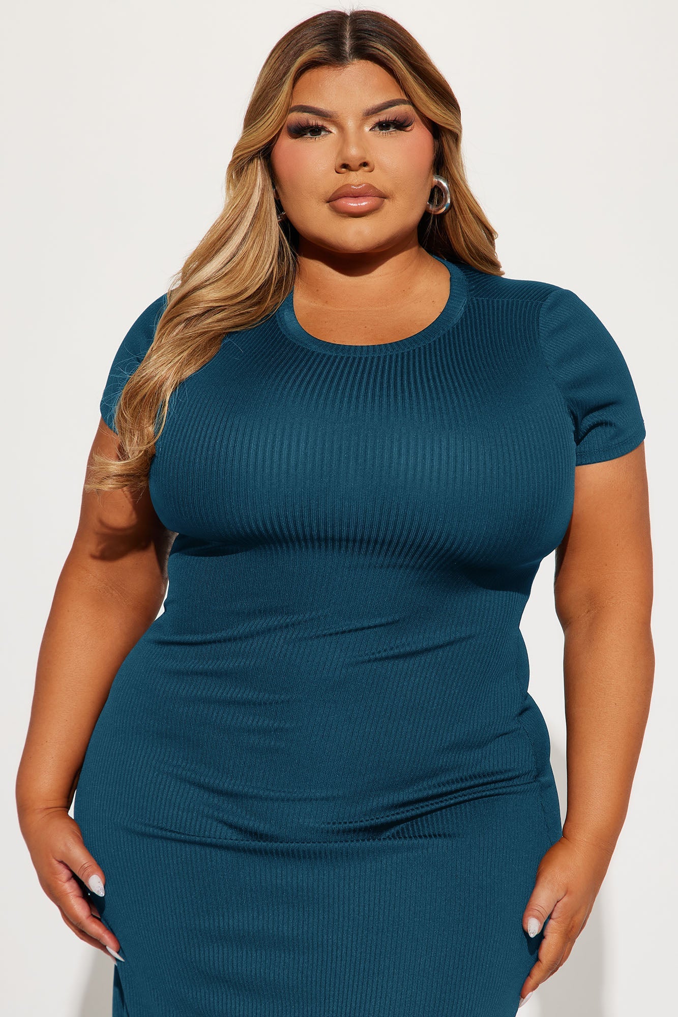 Madison Ribbed Mini Dress - Teal