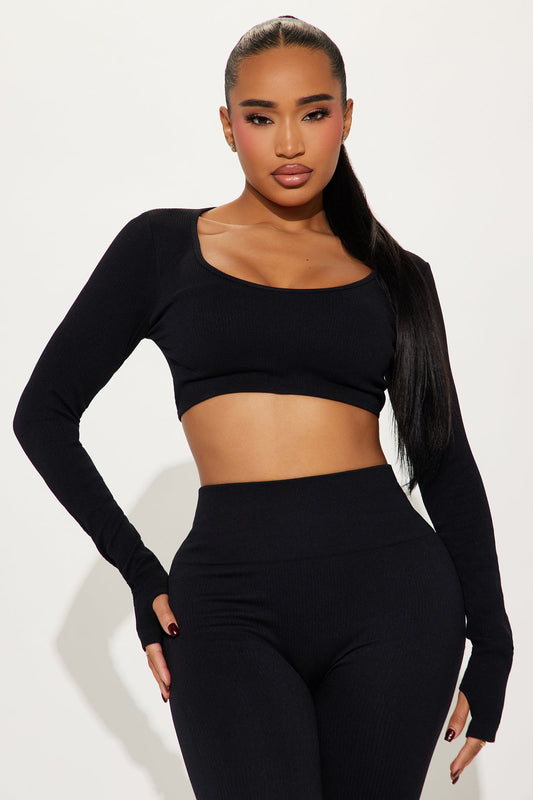 Reach Up Effortless Seamless Active Top - Black