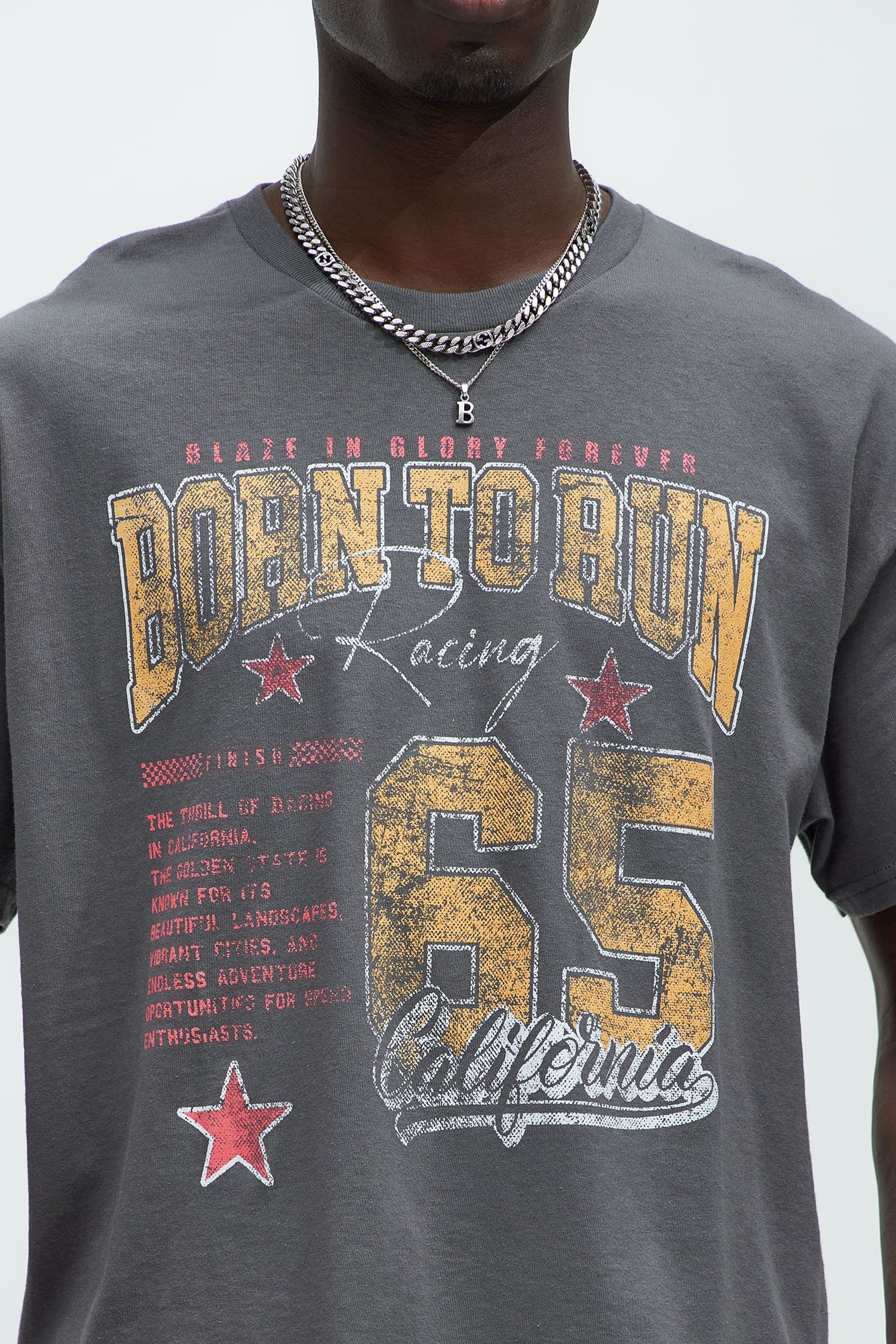 Born To Run Short Sleeve Cropped Tee - Charcoal