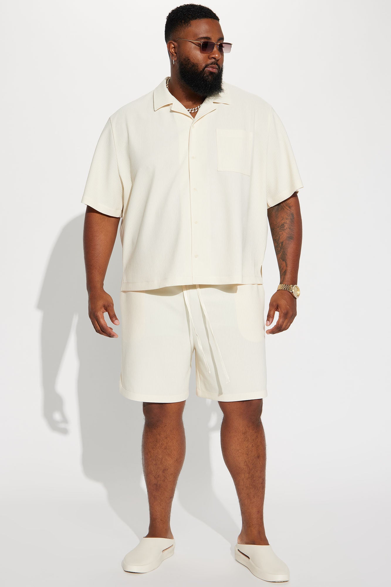 Show Up Short Sleeve Cuban Shirt - Off White