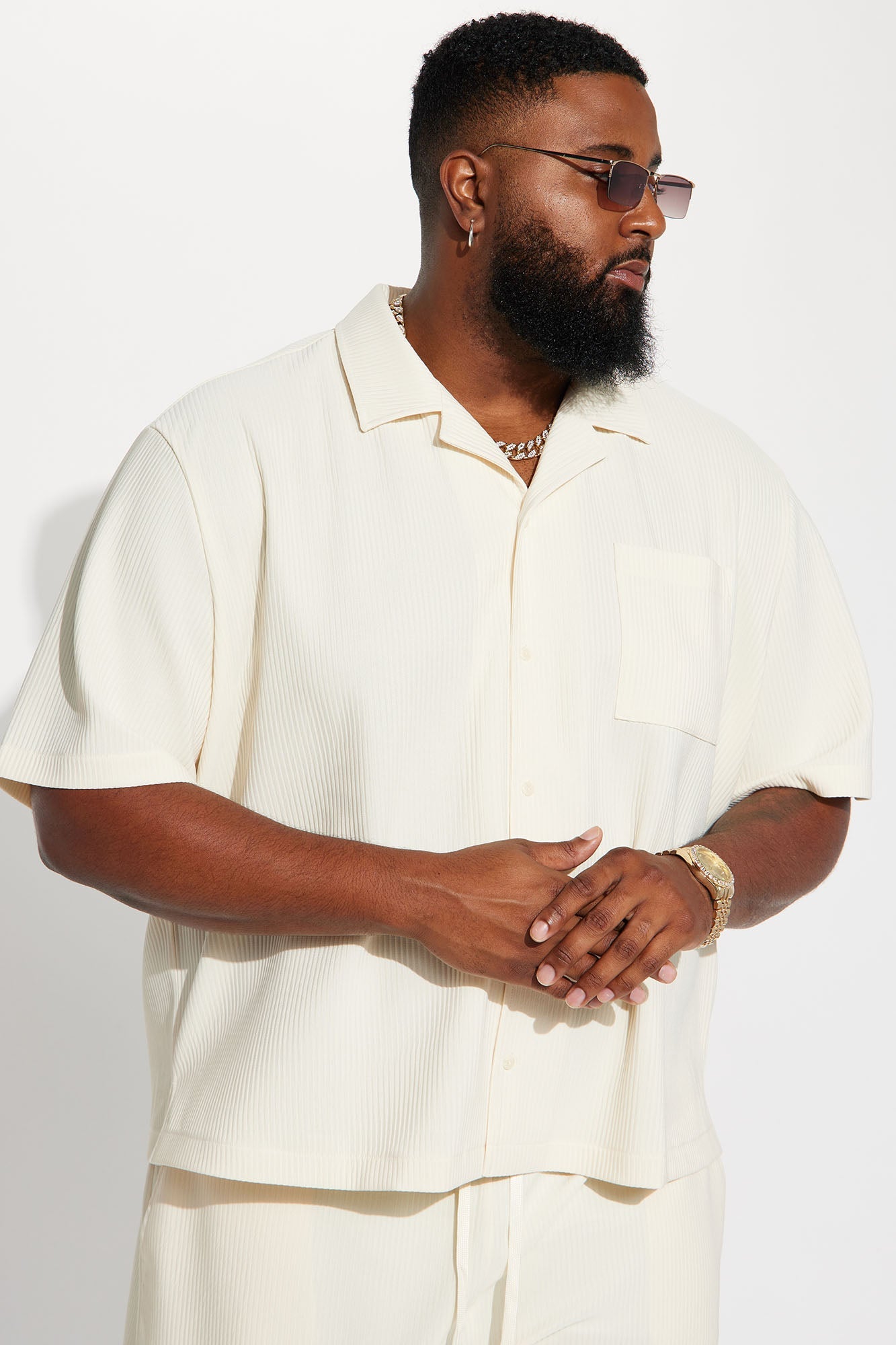 Show Up Short Sleeve Cuban Shirt - Off White