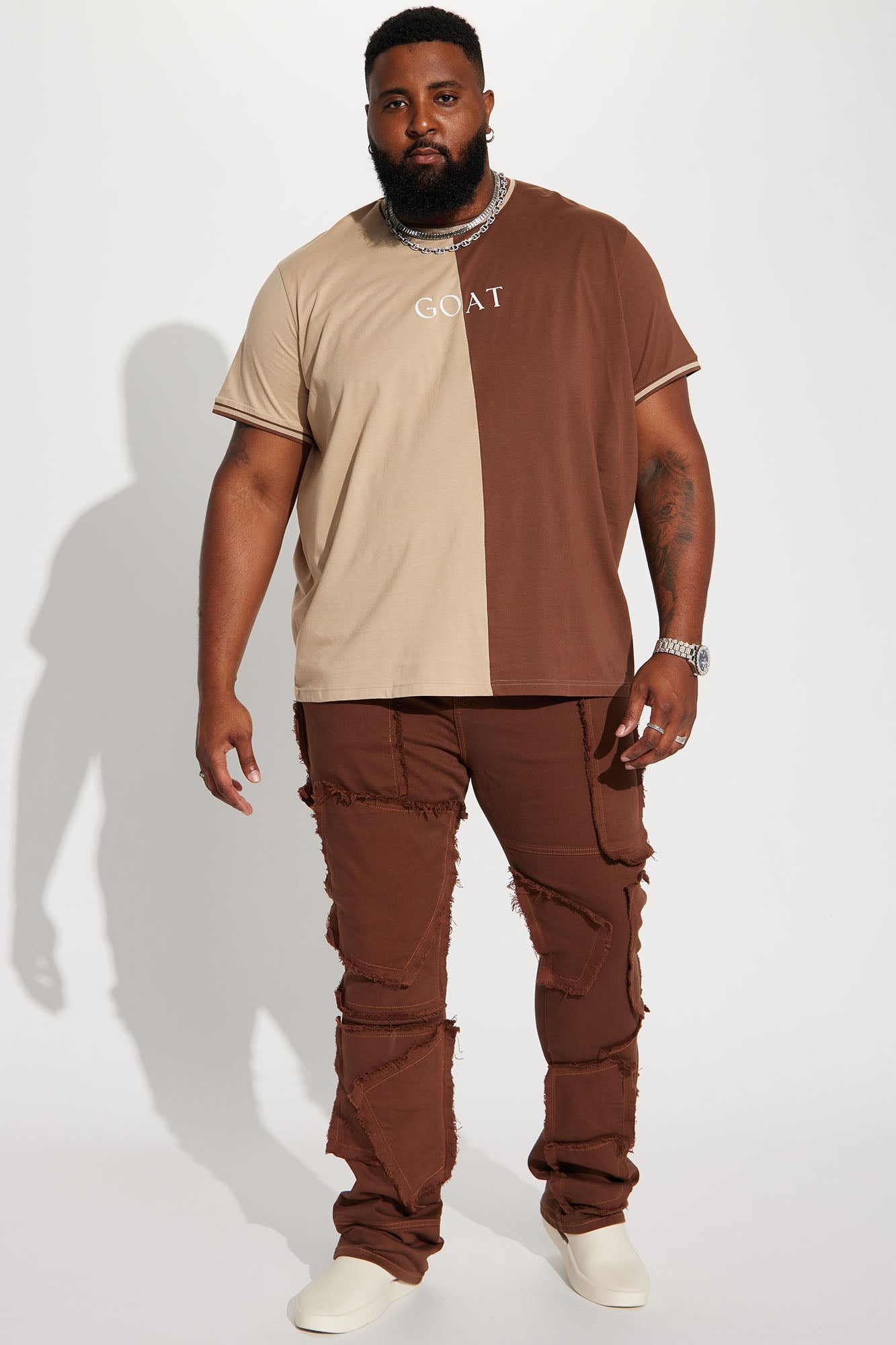 GOAT Color Block Short Sleeve Tee - Brown