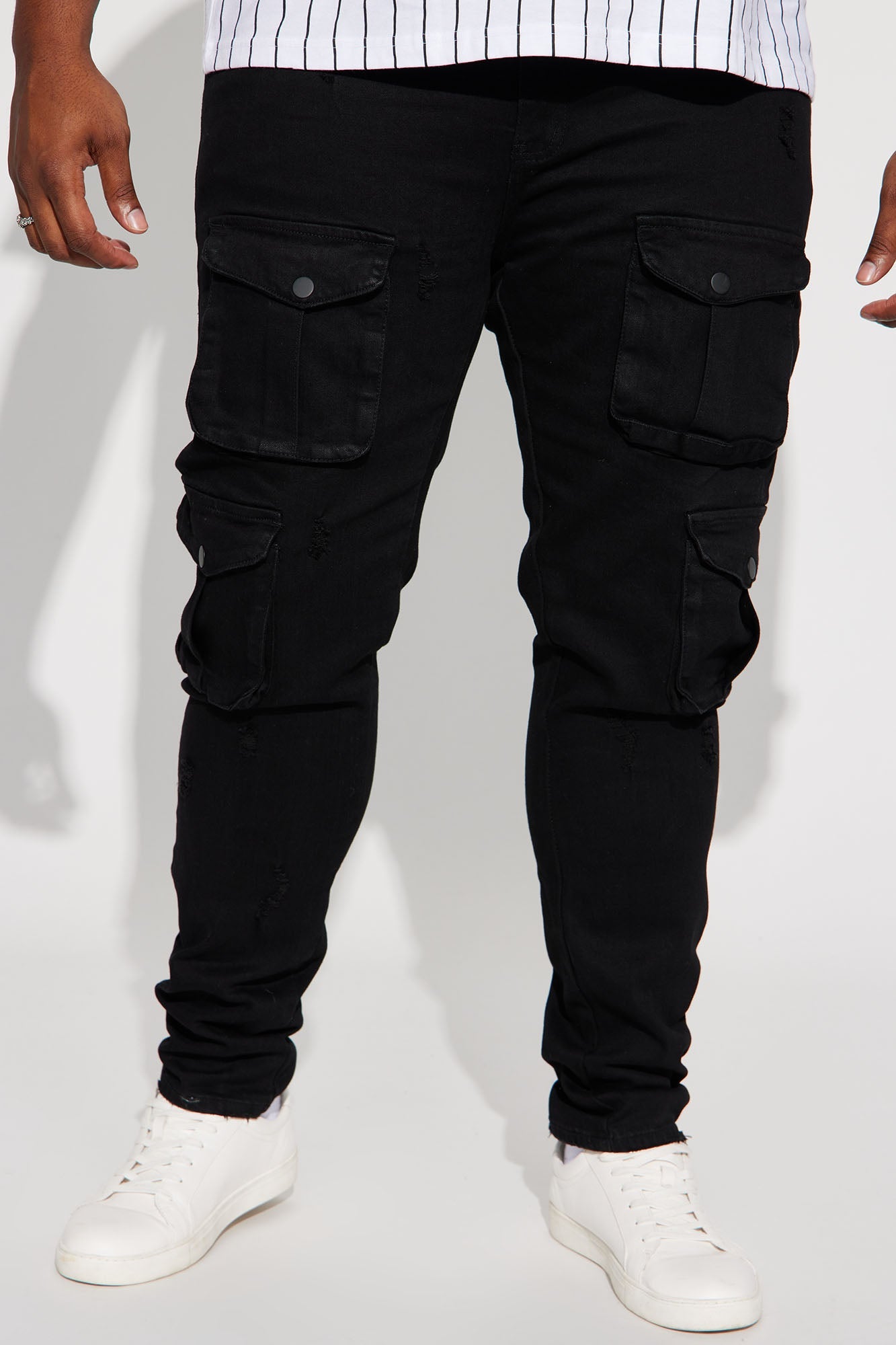 Dirty Ways Stacked Cargo Skinny Jeans - Black