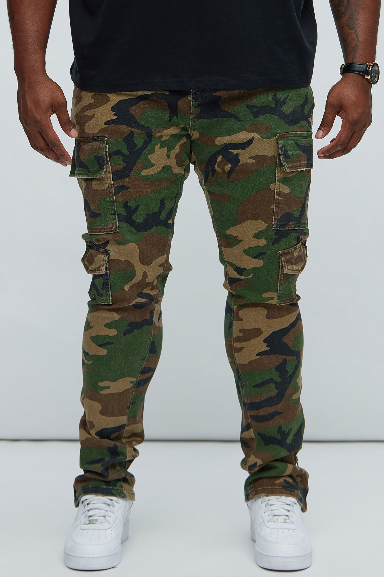 Convertible Stacked Skinny Flare Jeans - Camouflage