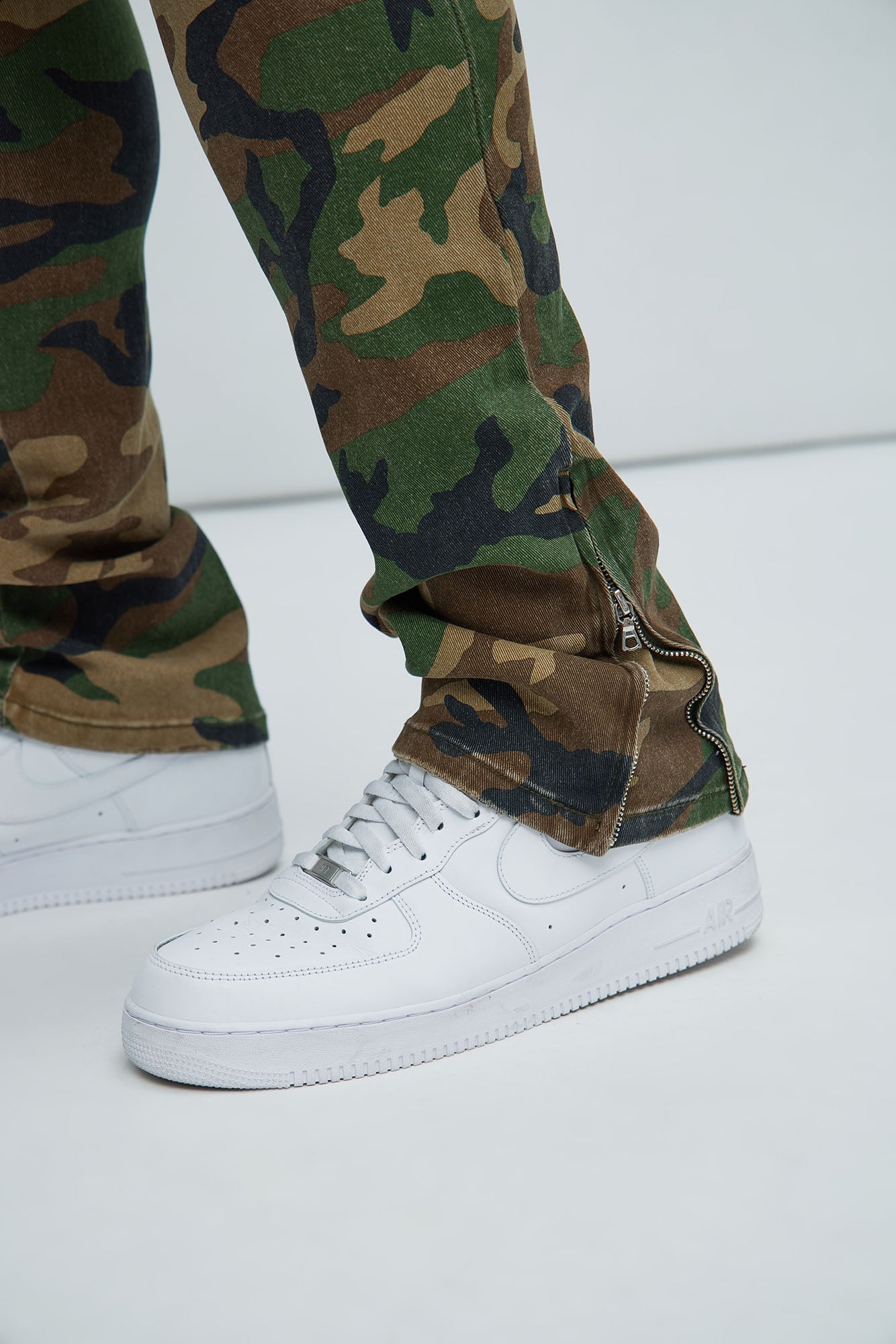 Convertible Stacked Skinny Flare Jeans - Camouflage