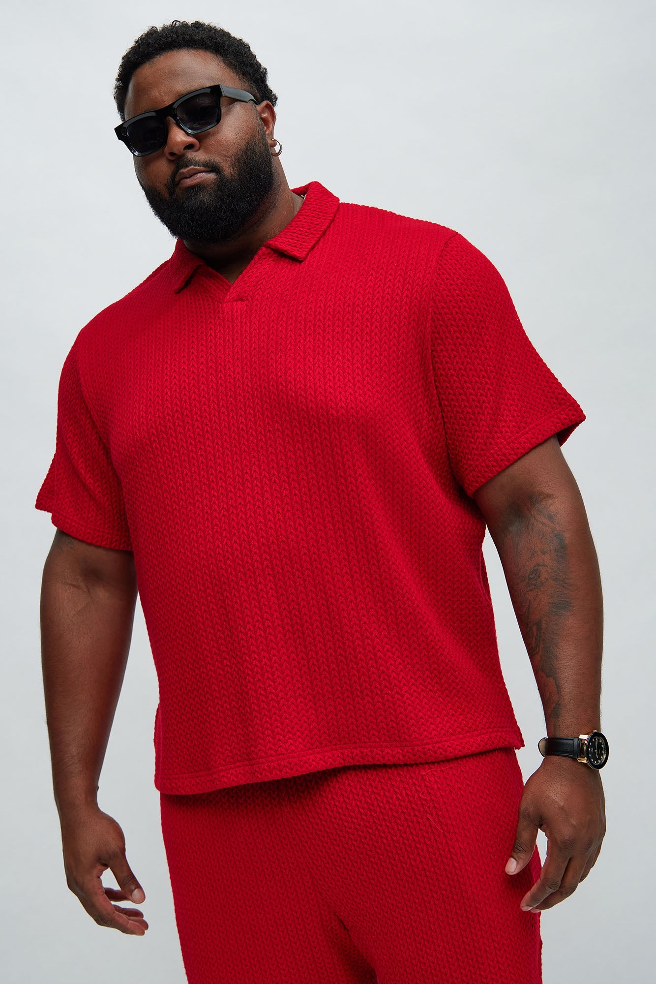Catanina Textured Polo - Red