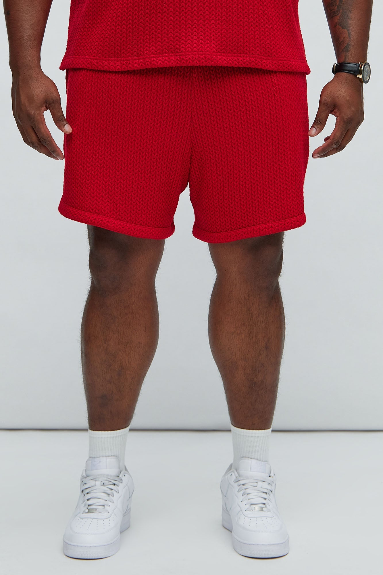 Catanina Textured Shorts - Red