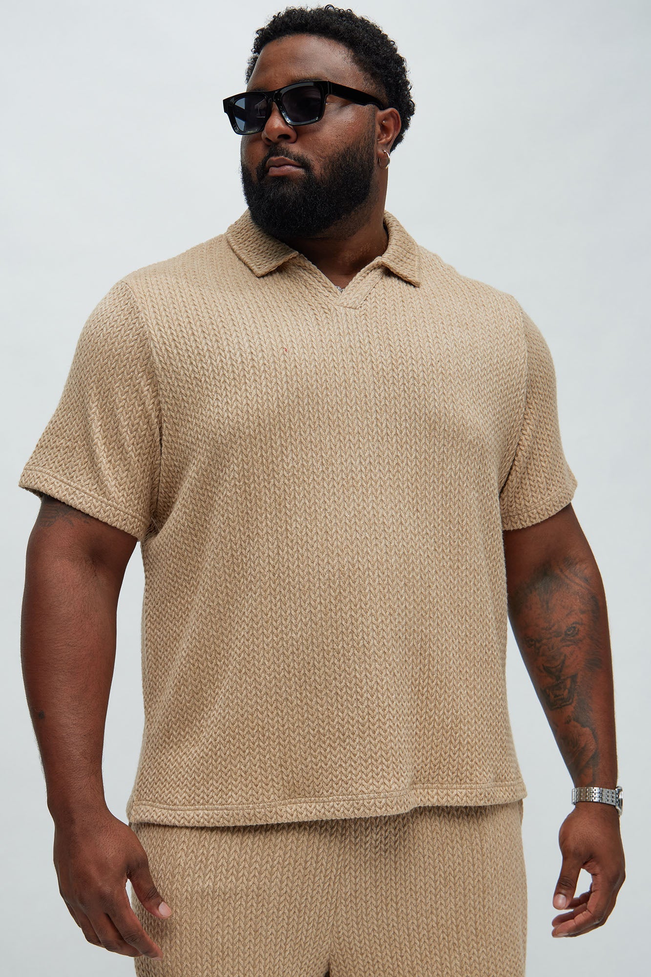 Catanina Textured Polo - Tan