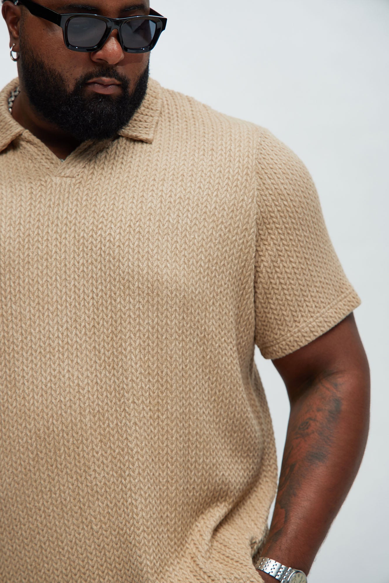 Catanina Textured Polo - Tan