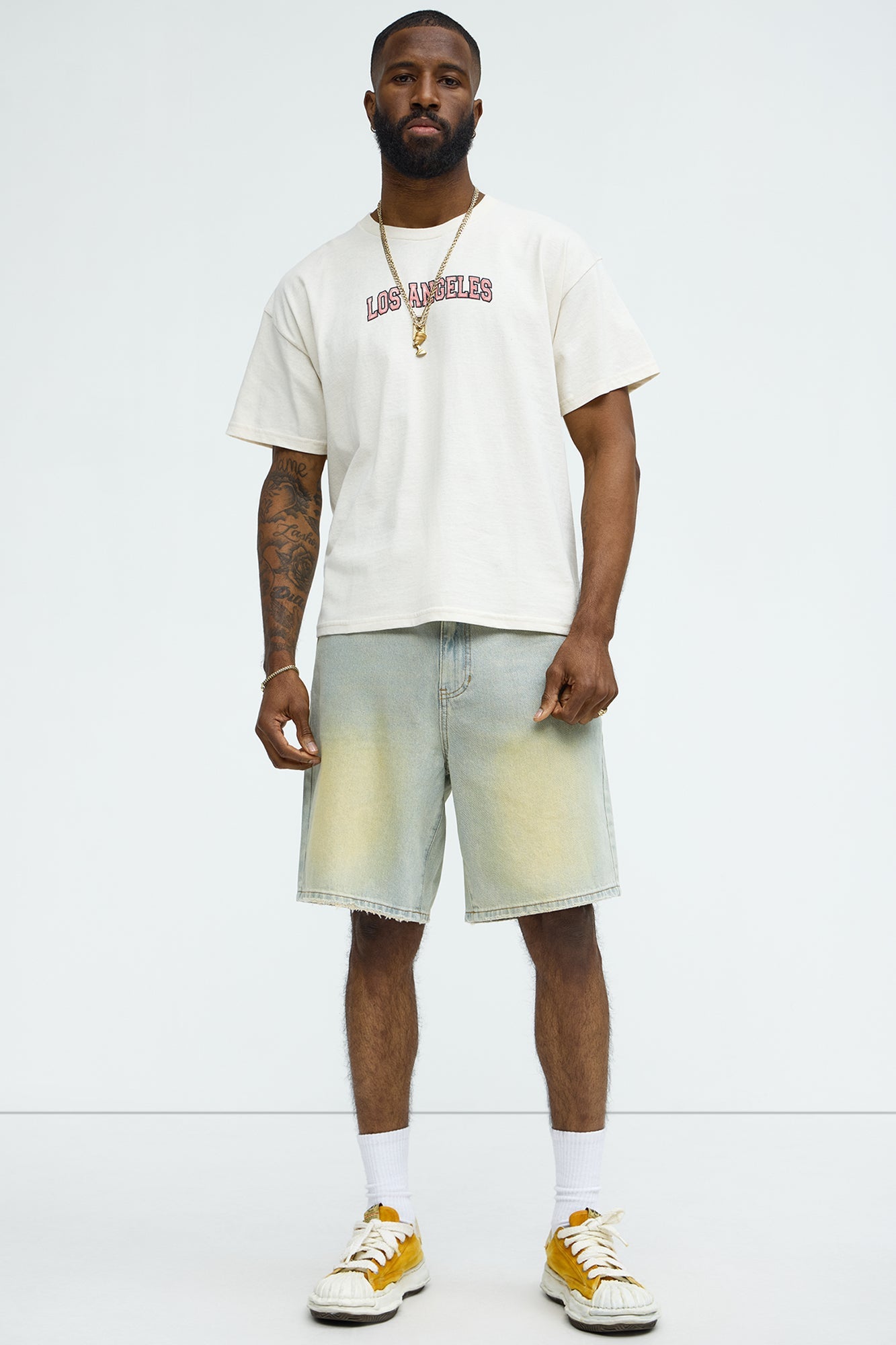 Drawstring Belt Relaxed Denim Shorts - Vintage Blue Wash