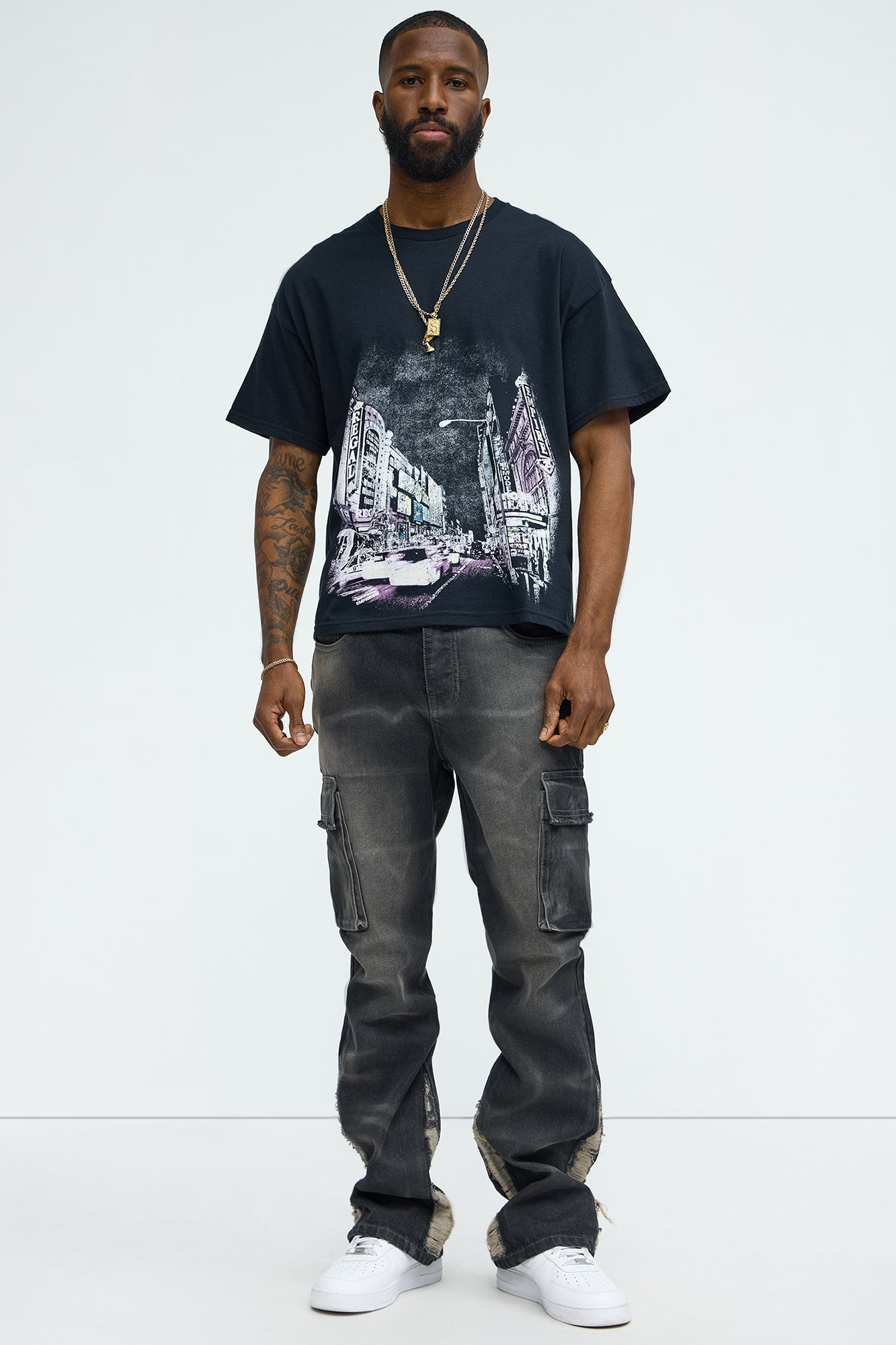 Kaine Stacked Slim Flare Jeans - Black Wash