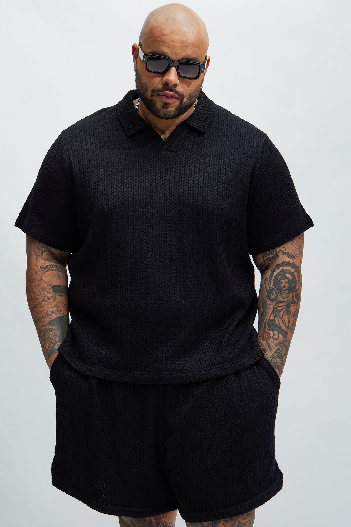 Catanina Textured Polo - Black